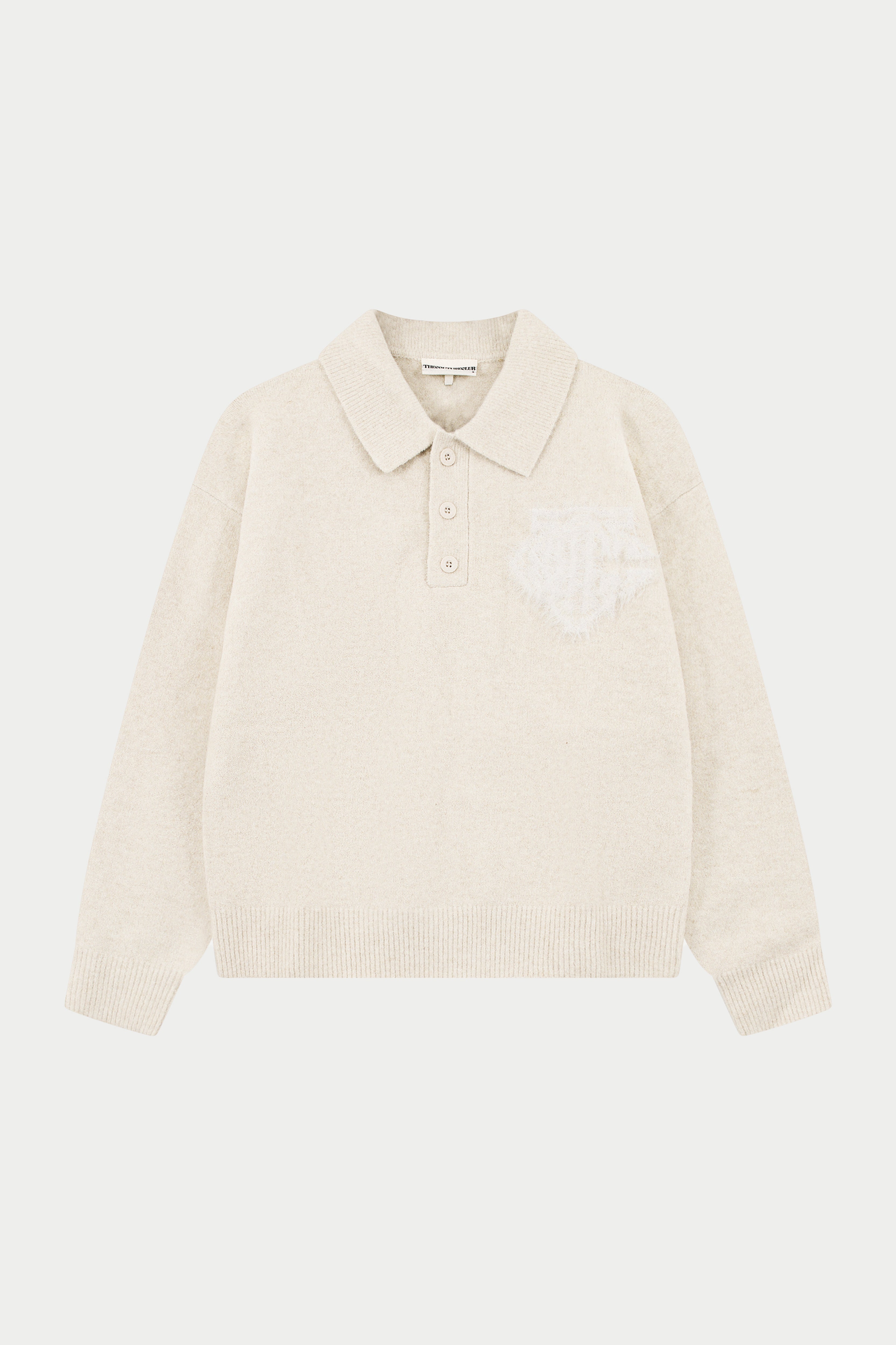 MONOGRAM FLUFFY KNIT POLO - BEIGE