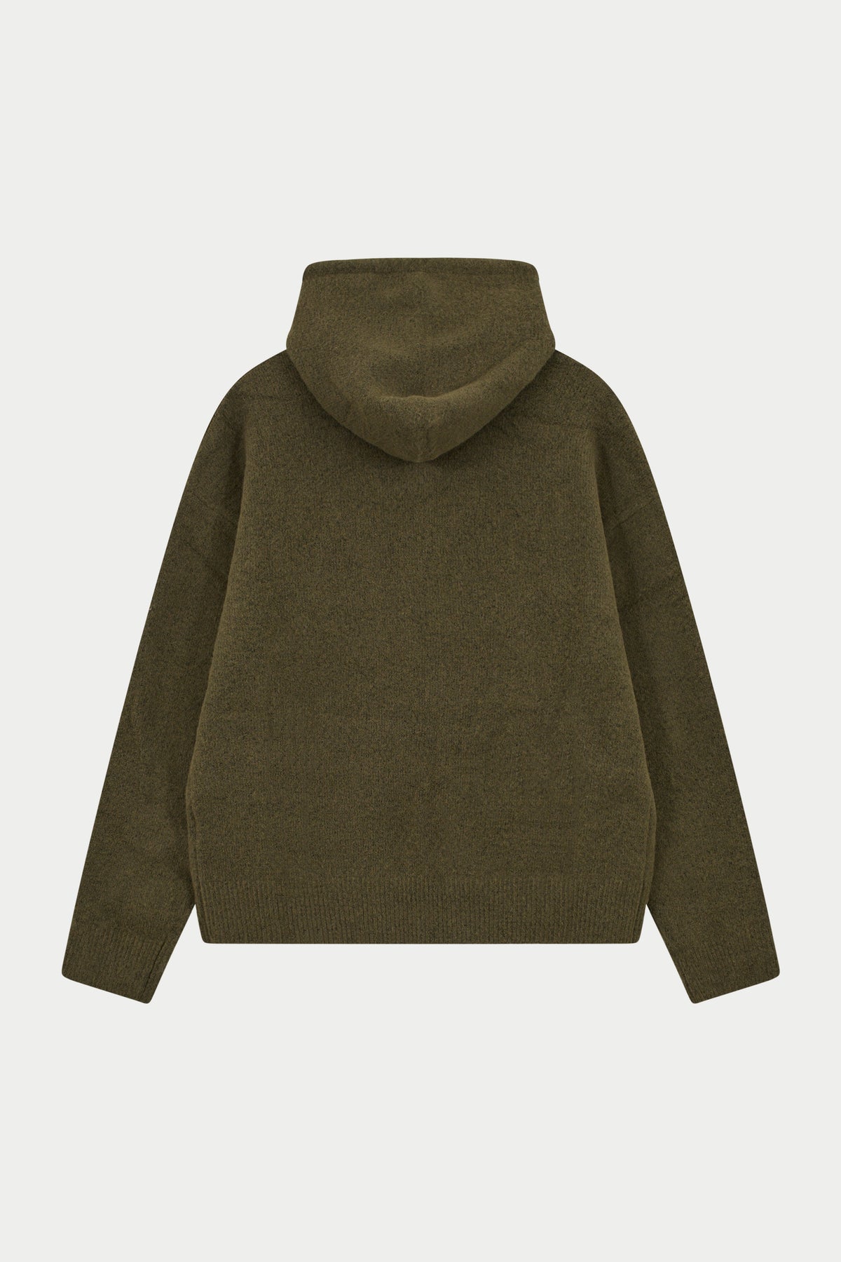 MONOGRAM FLUFFY KNIT ZIP THROUGH HOODIE - KHAKI