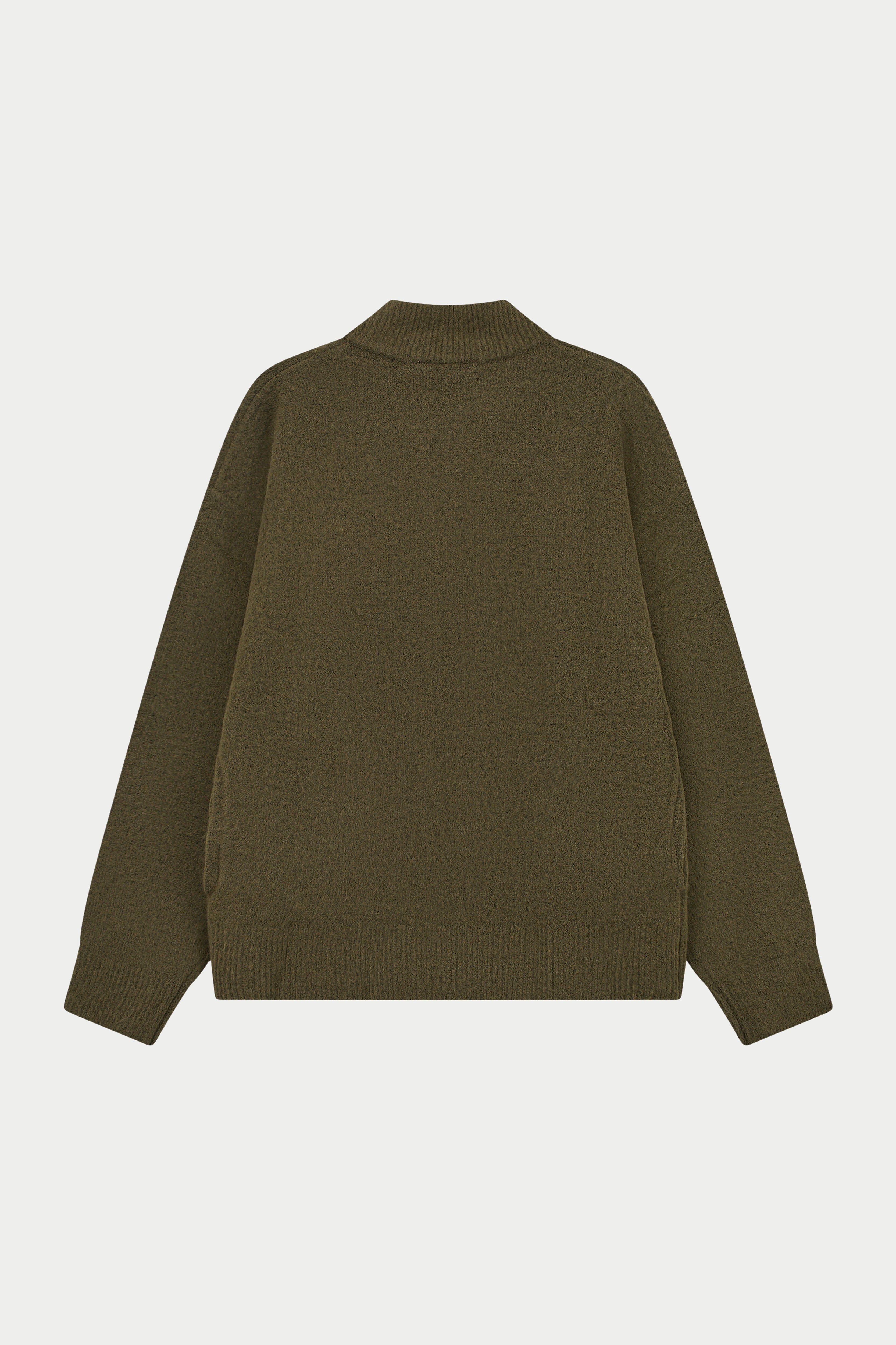MONOGRAM FLUFFY KNIT ZIP THROUGH - KHAKI