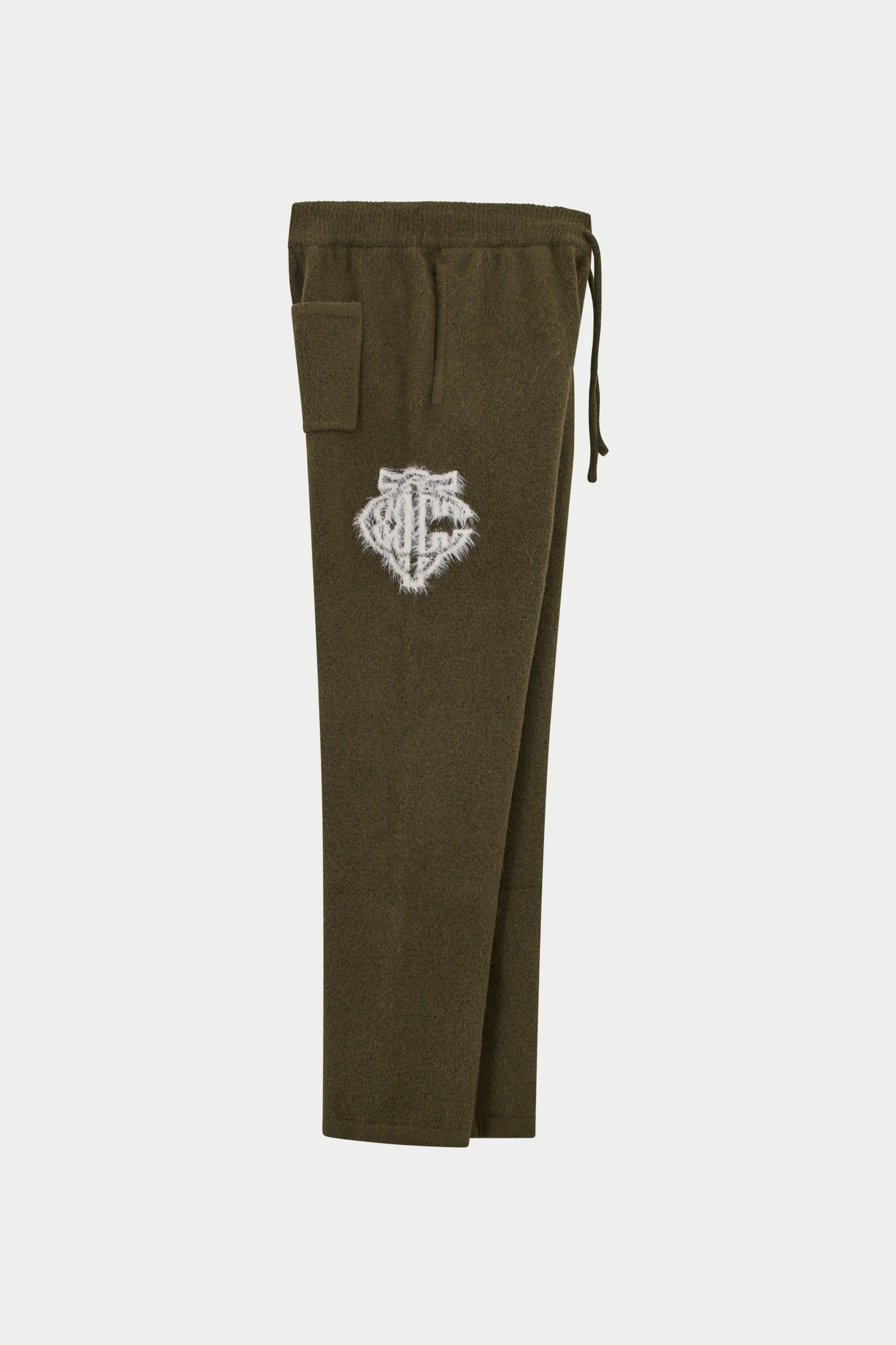 MONOGRAM FLUFFY KNIT JOGGERS - KHAKI