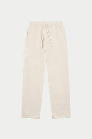 MONOGRAM FLUFFY KNIT JOGGERS - BEIGE