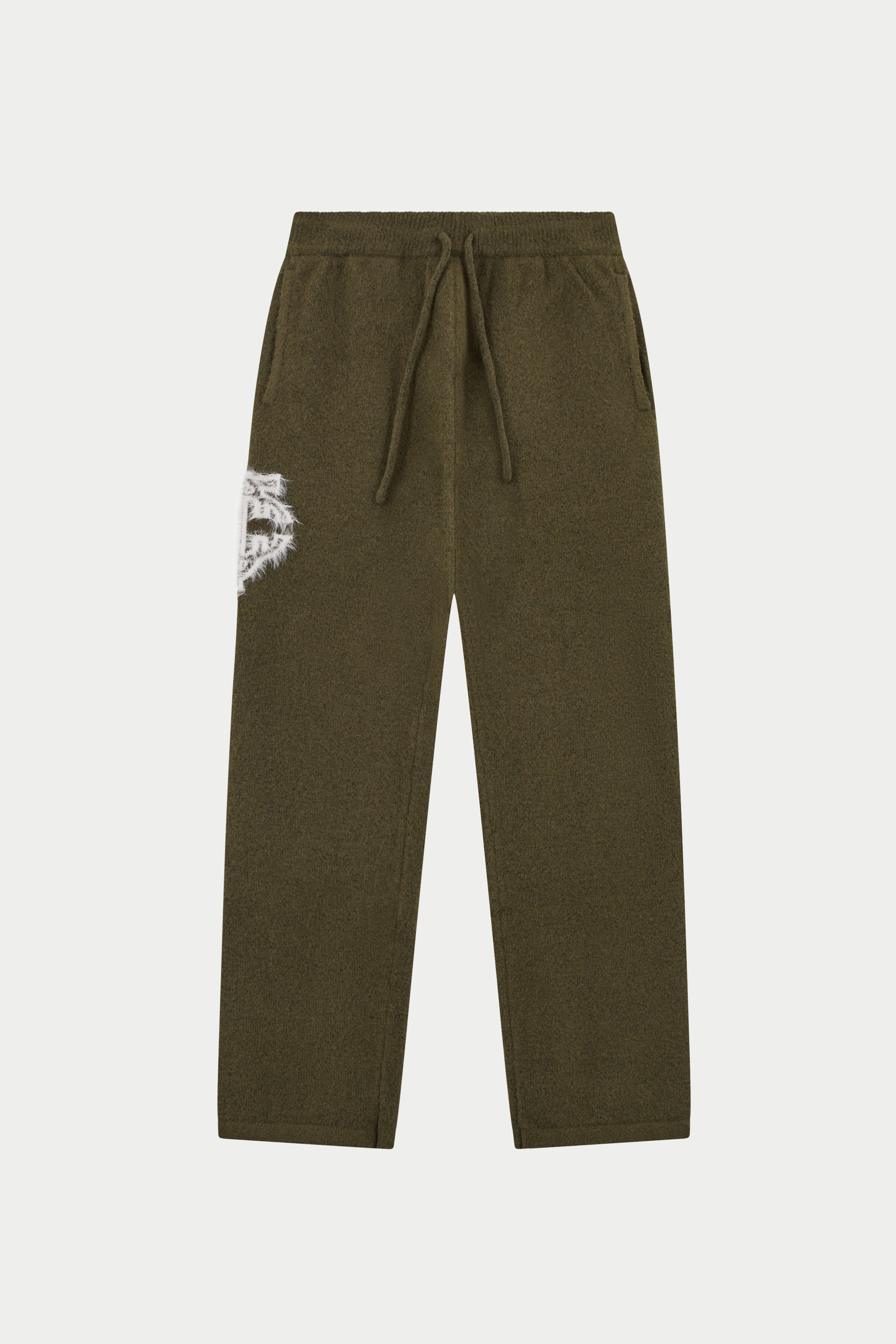 MONOGRAM FLUFFY KNIT JOGGERS - KHAKI
