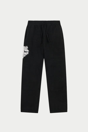 MONOGRAM FLUFFY KNIT JOGGERS - BLACK