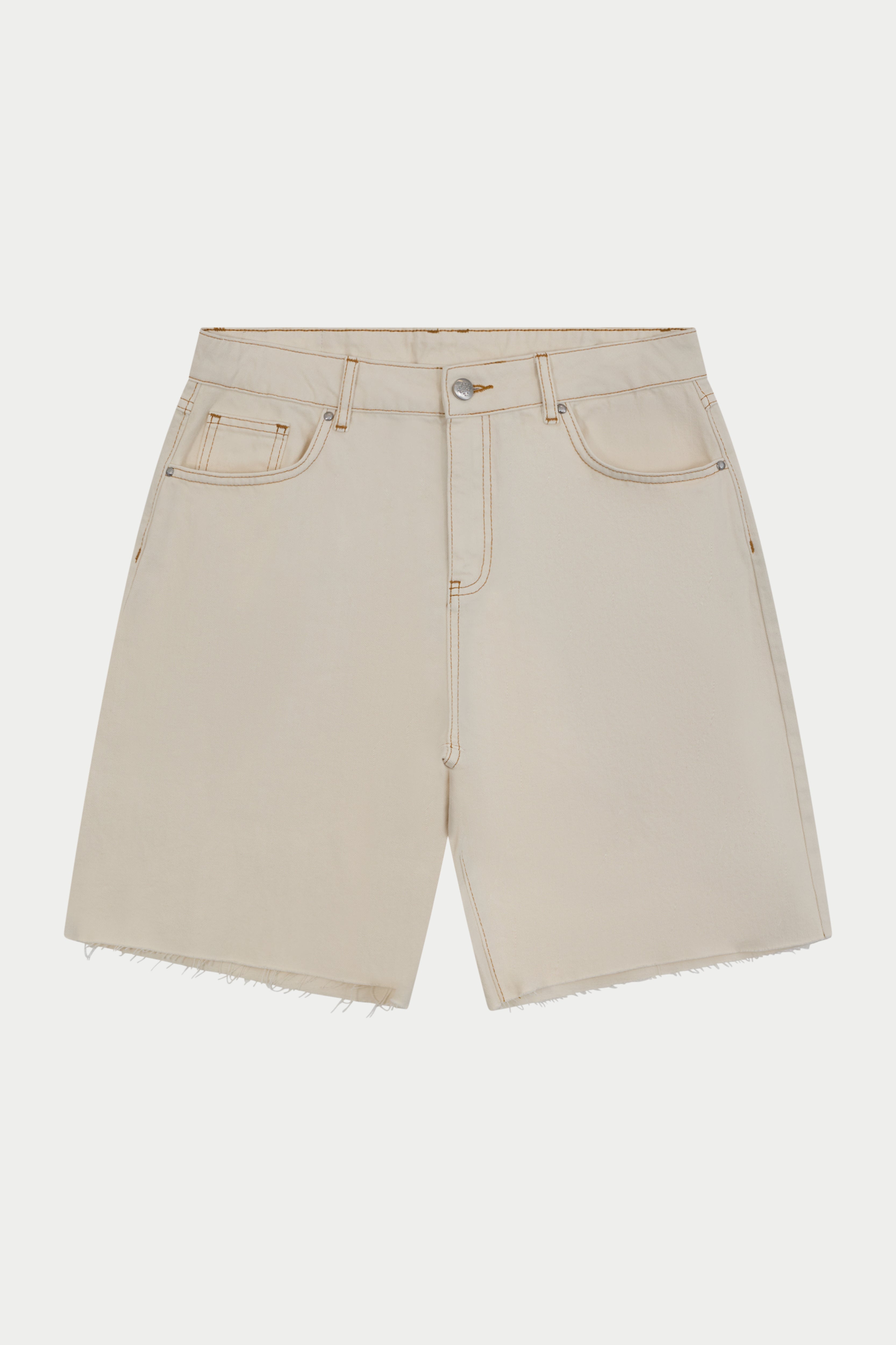 DENIM RAW EDGE SHORTS - ECRU