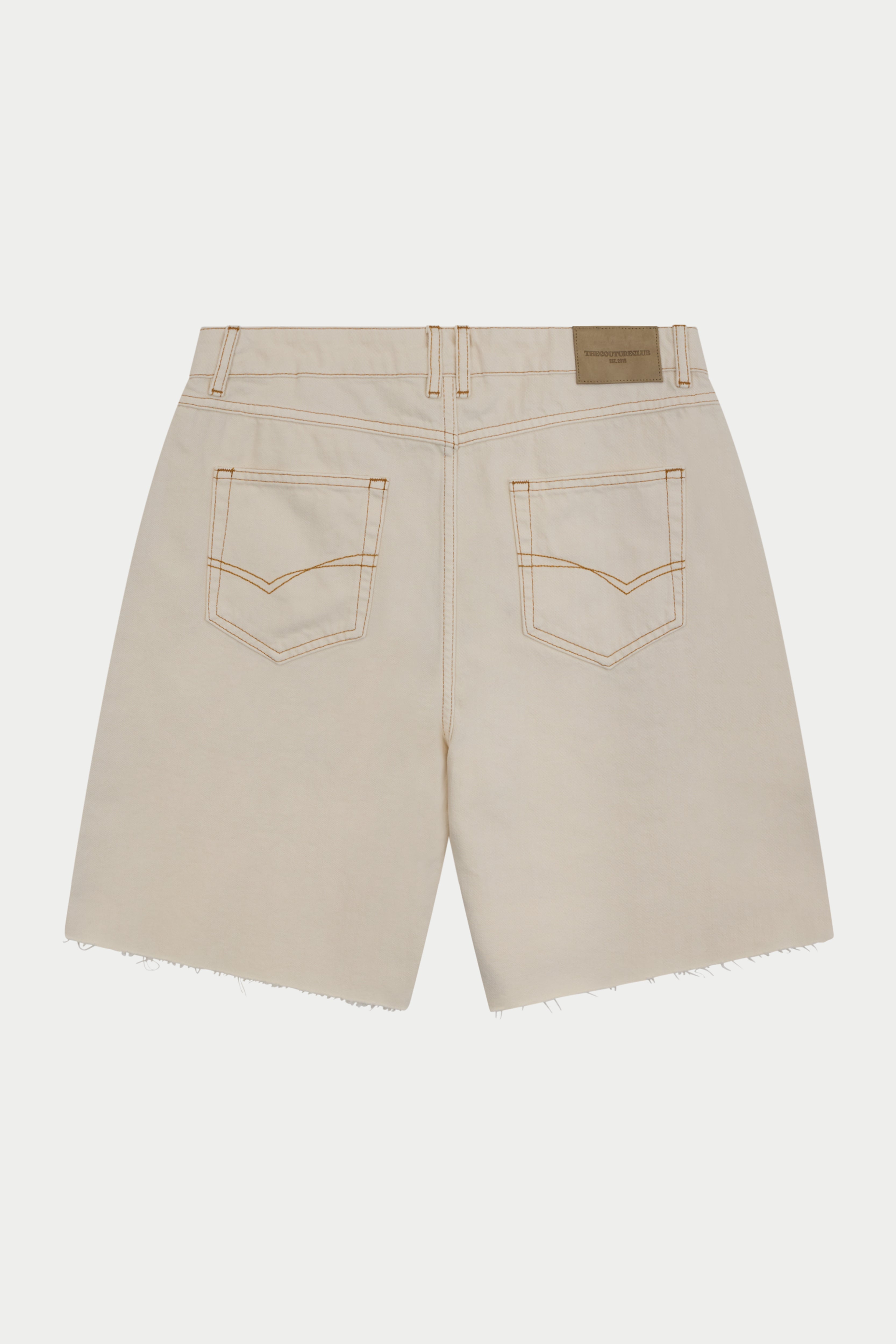 DENIM RAW EDGE SHORTS - ECRU