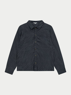 SATIN JACQUARD LONG SLEEVE SHIRT - BLACK