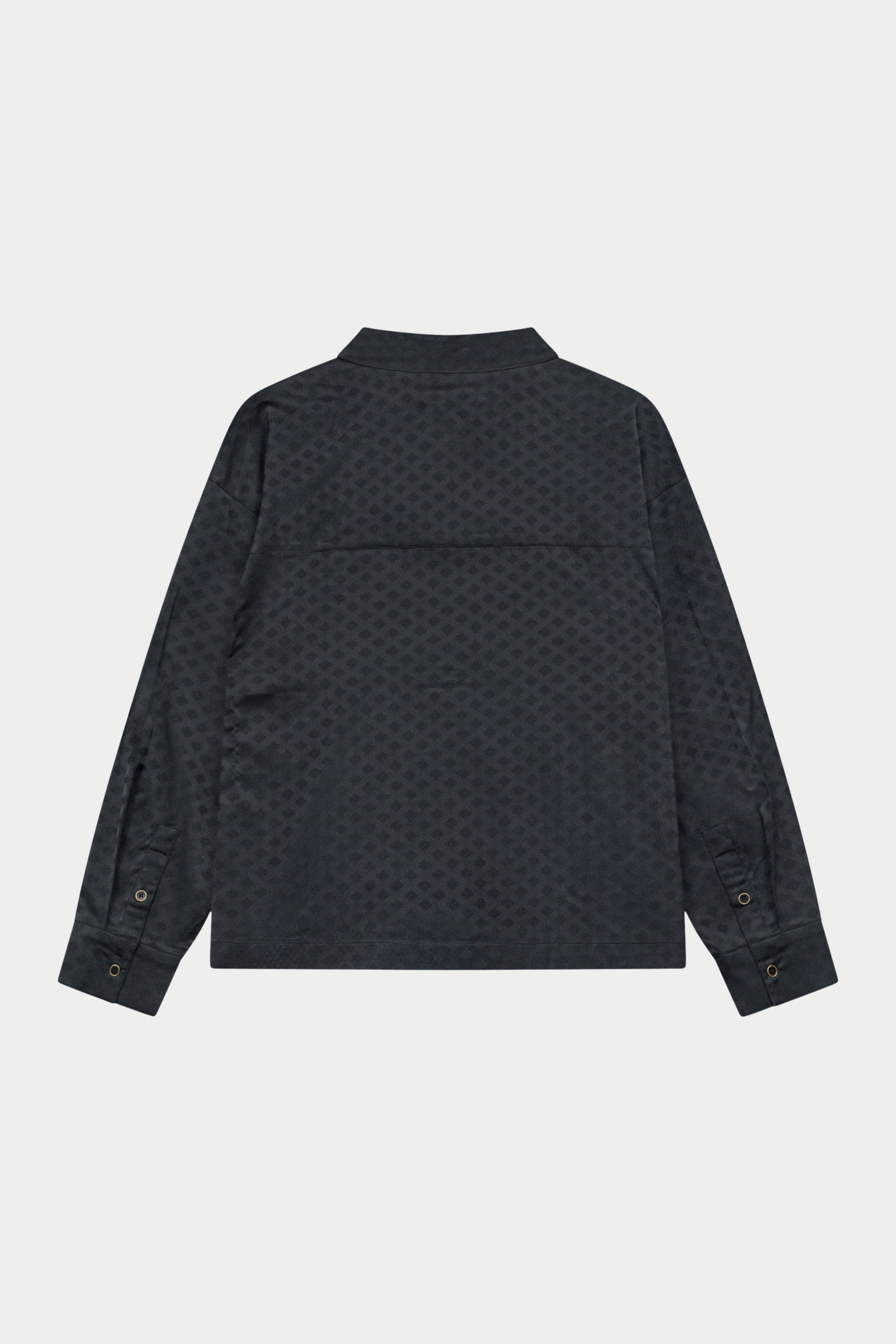 SATIN JACQUARD LONG SLEEVE SHIRT - BLACK