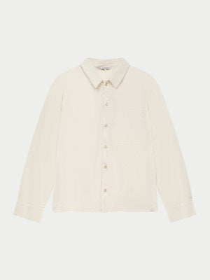 SATIN JACQUARD LONG SLEEVE SHIRT - OFF WHITE