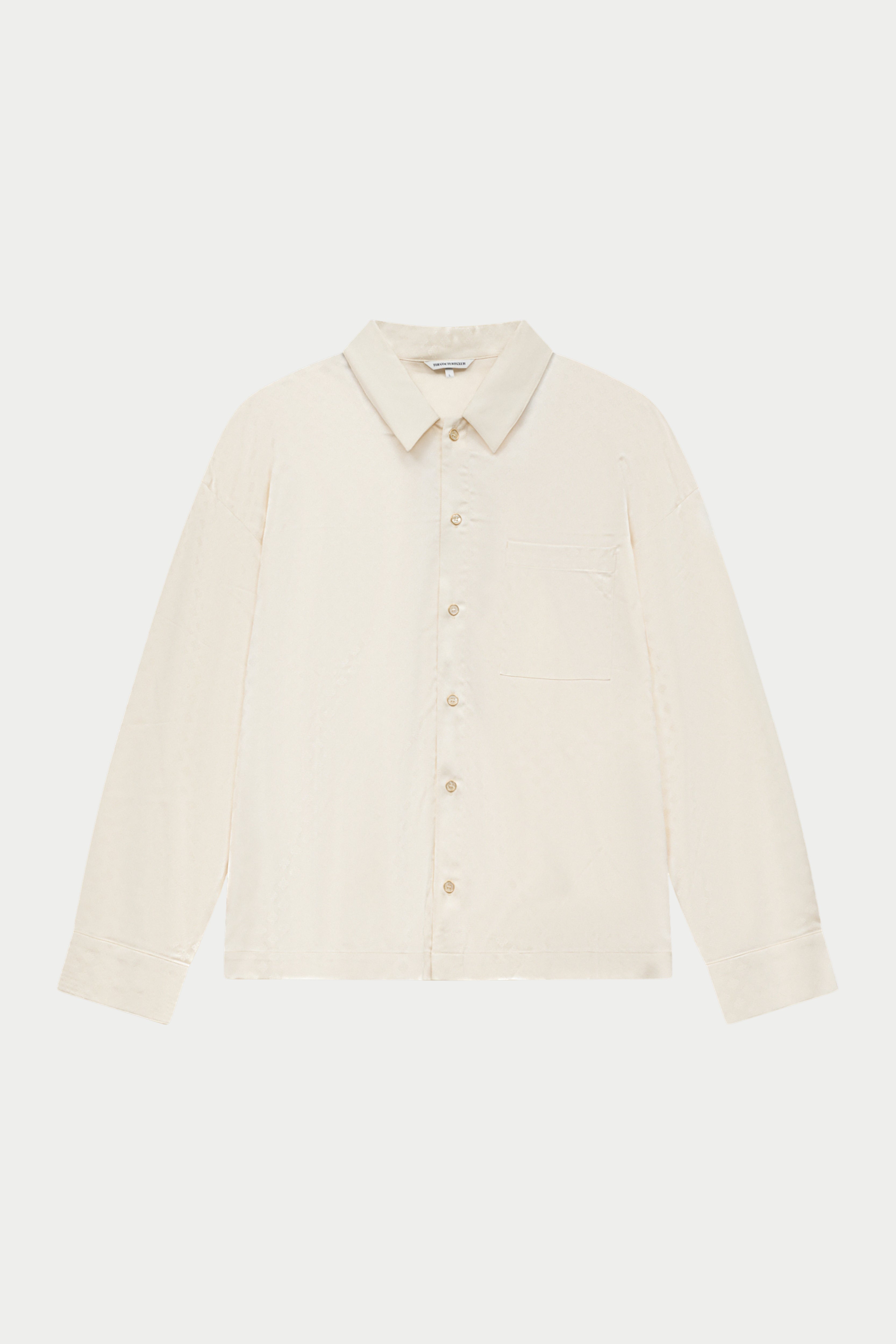 SATIN JACQUARD LONG SLEEVE SHIRT - OFF WHITE