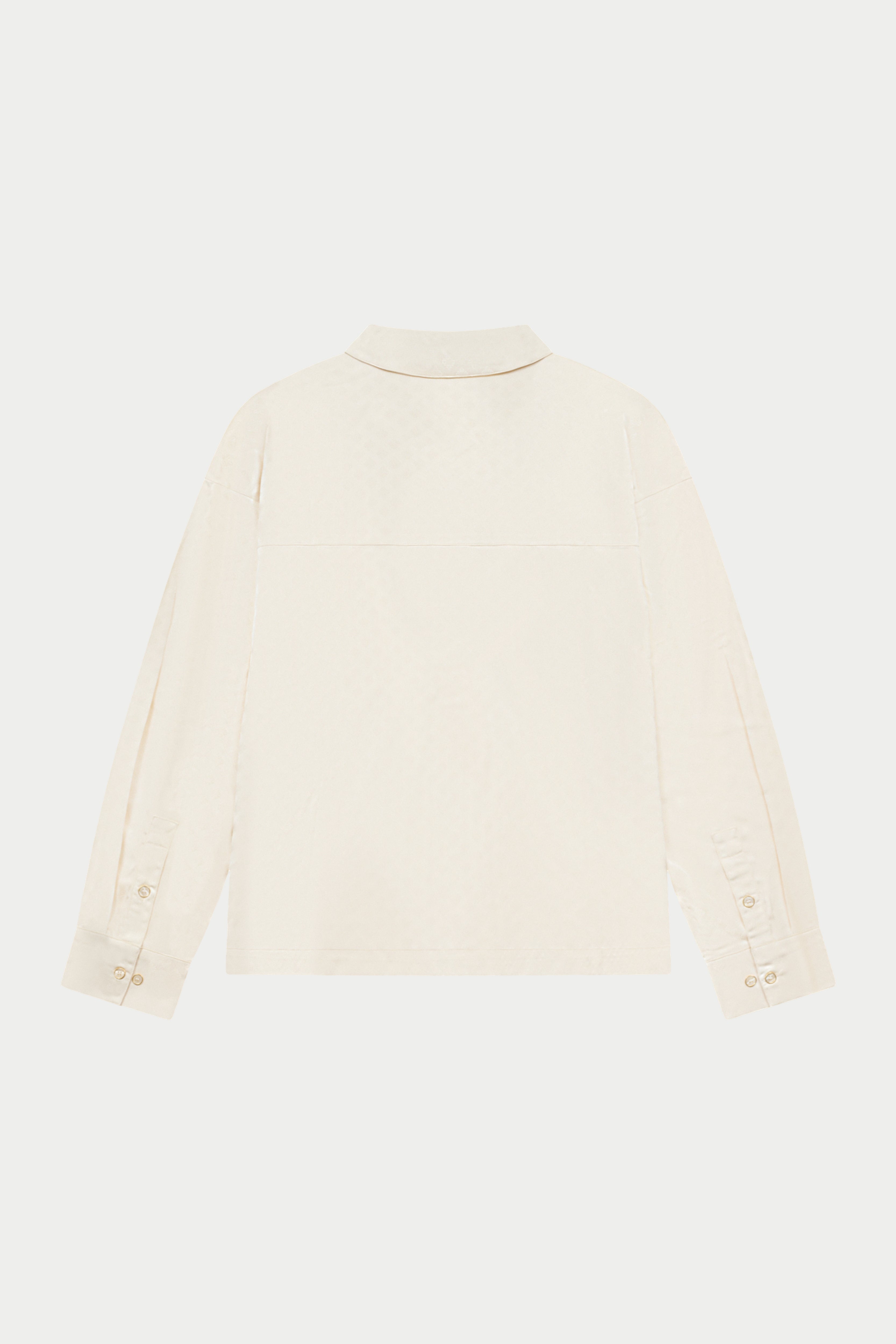 SATIN JACQUARD LONG SLEEVE SHIRT - OFF WHITE