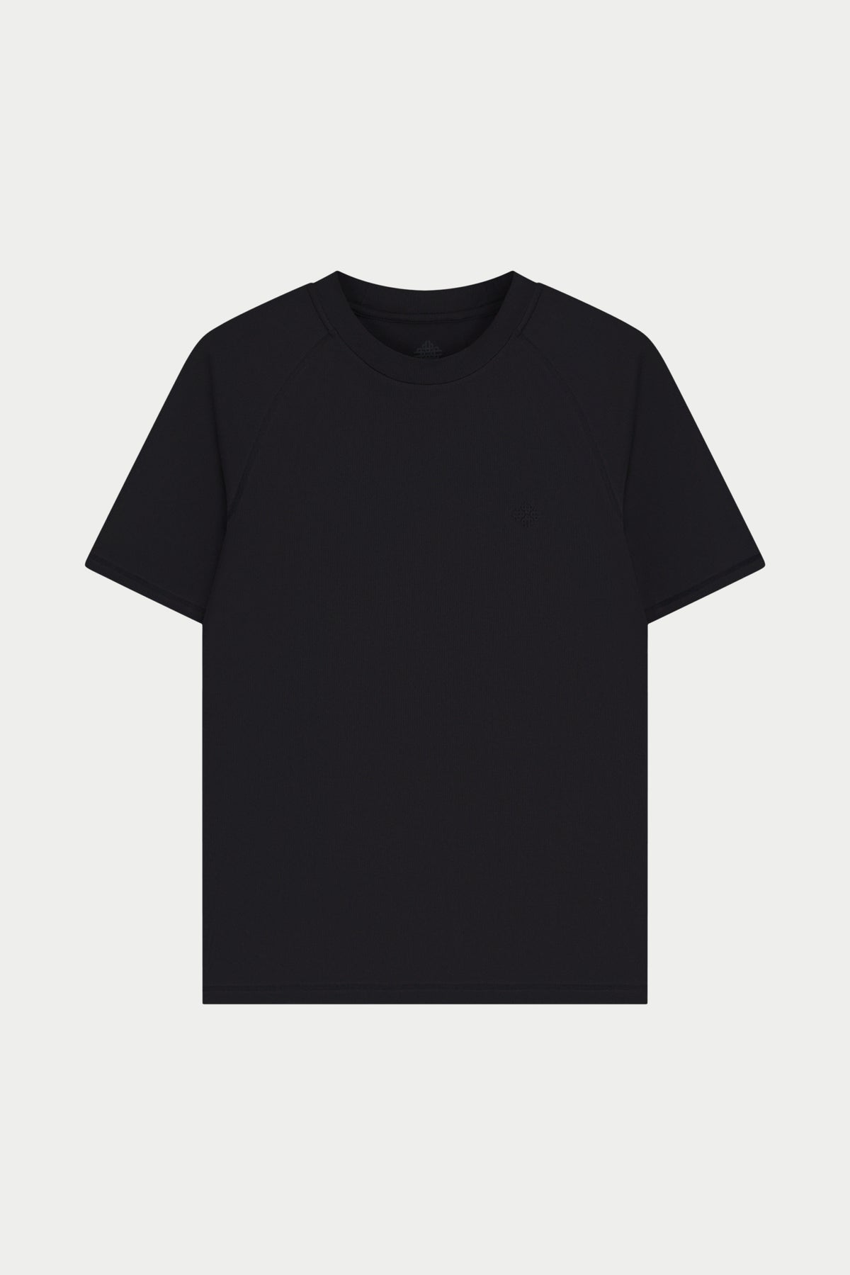 Men's Short Sleeved Training Top in Black – flat lay front view