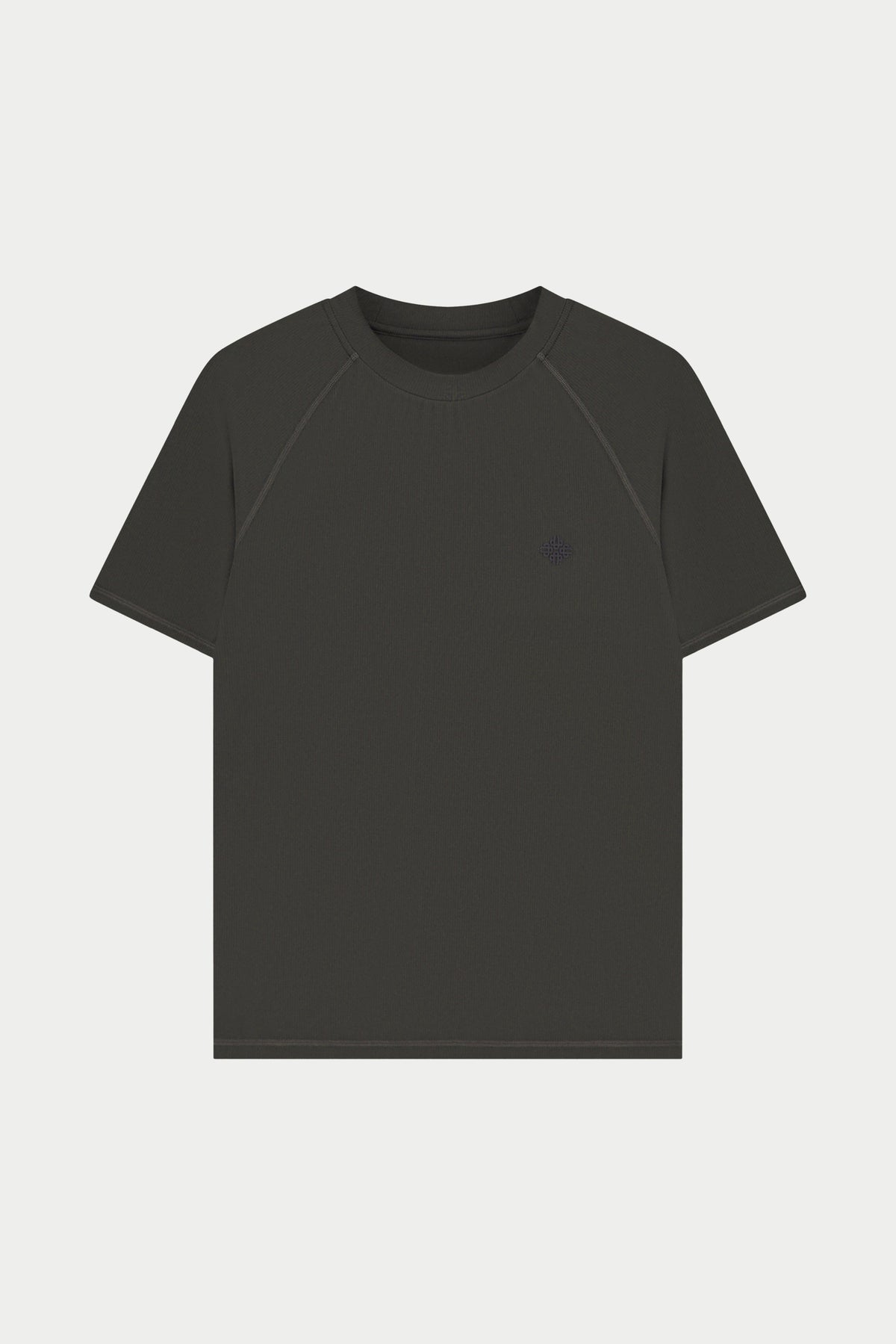 Men's Short Sleeve Training Top in Charcoal – flat lay front view