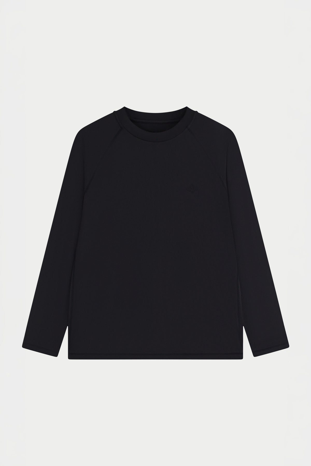 Men's Long Sleeve Training Top in Black – flat lay front view