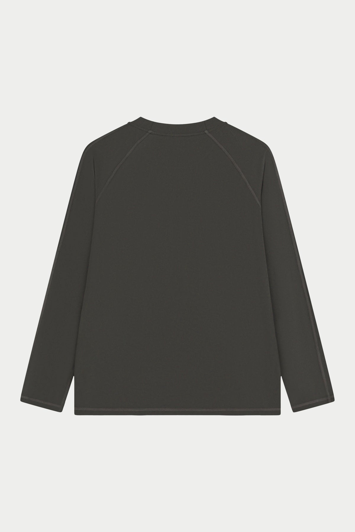 Men's Long Sleeve Training Top in Charcoal – flat lay back view