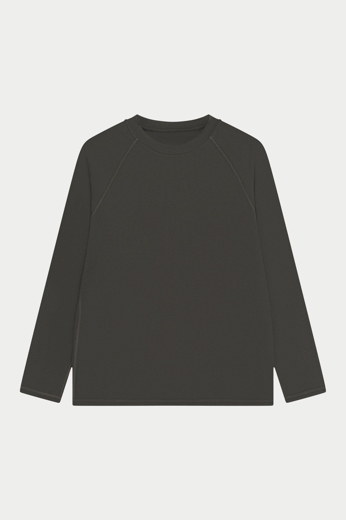 Men's Long Sleeve Training Top in Charcoal – flat lay front view