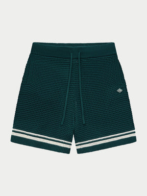 CROCHET KNITTED SHORTS - FOREST GREEN