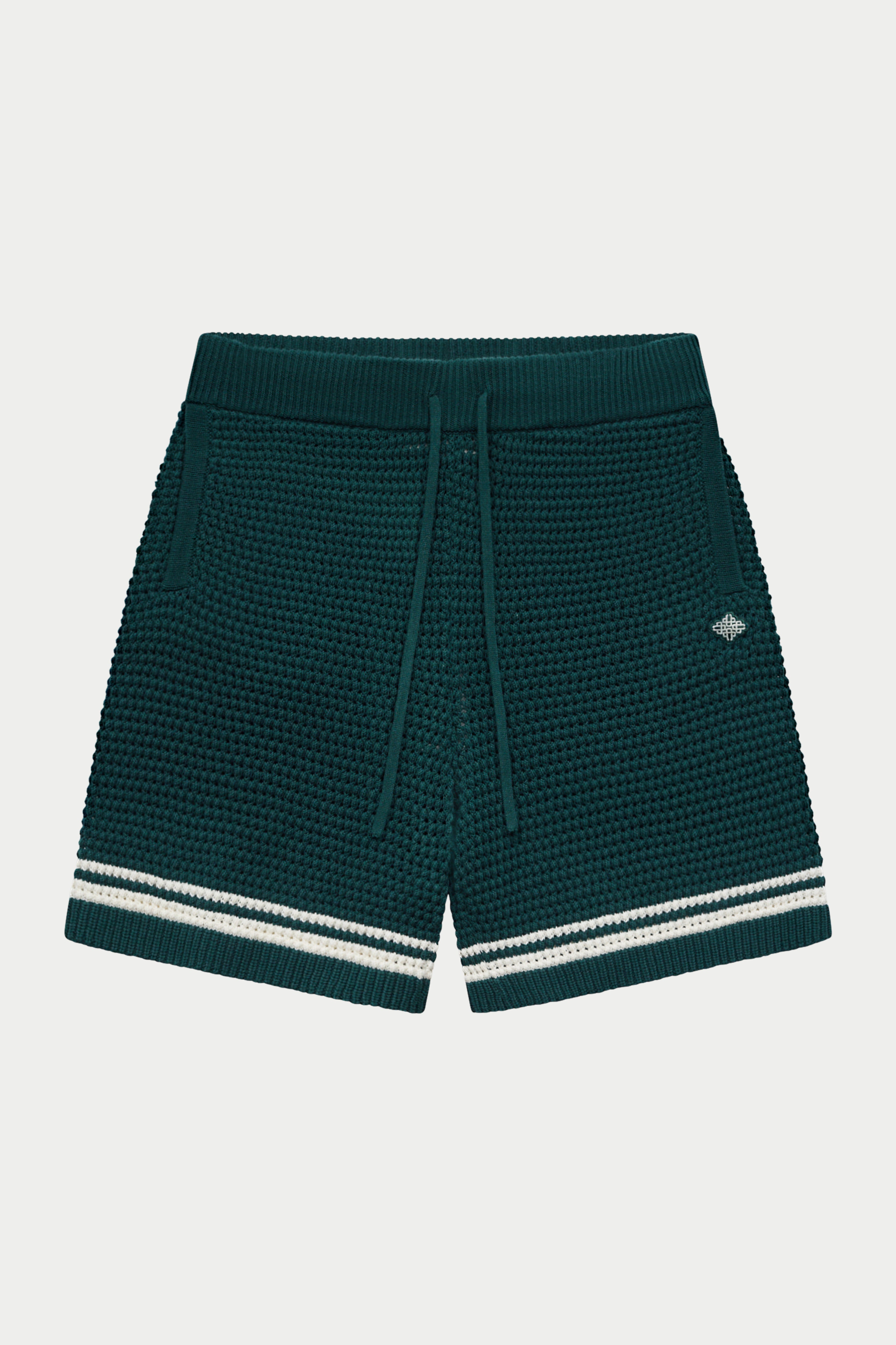 CROCHET KNITTED SHORTS - FOREST GREEN