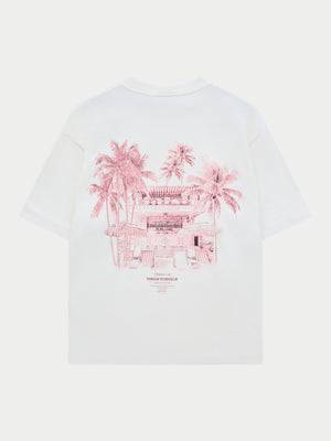 BEACH CLUB GRAPHIC T-SHIRT - OFF WHITE PINK