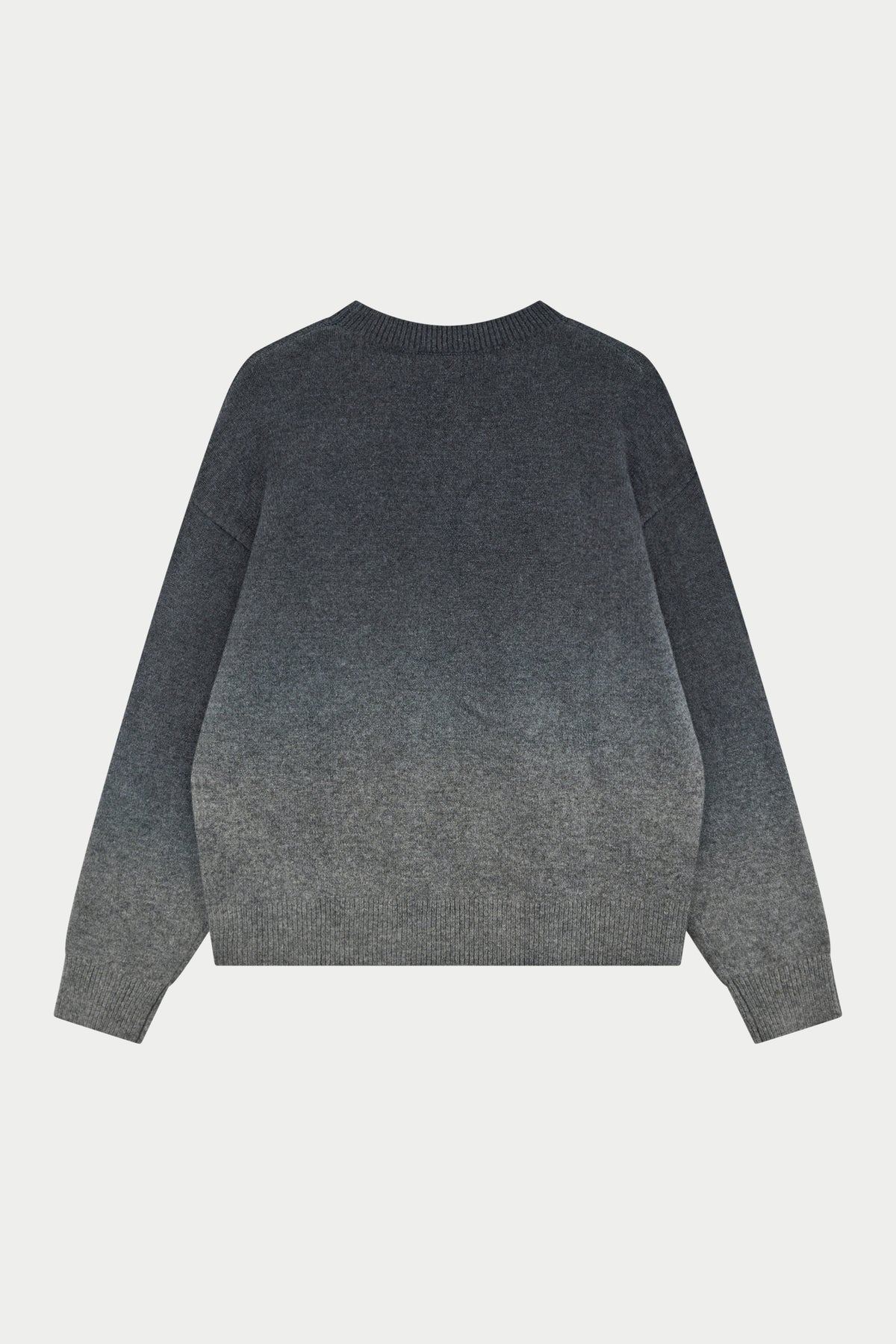 Ombre Knitted Embroidery Crew in Black – back flat lay