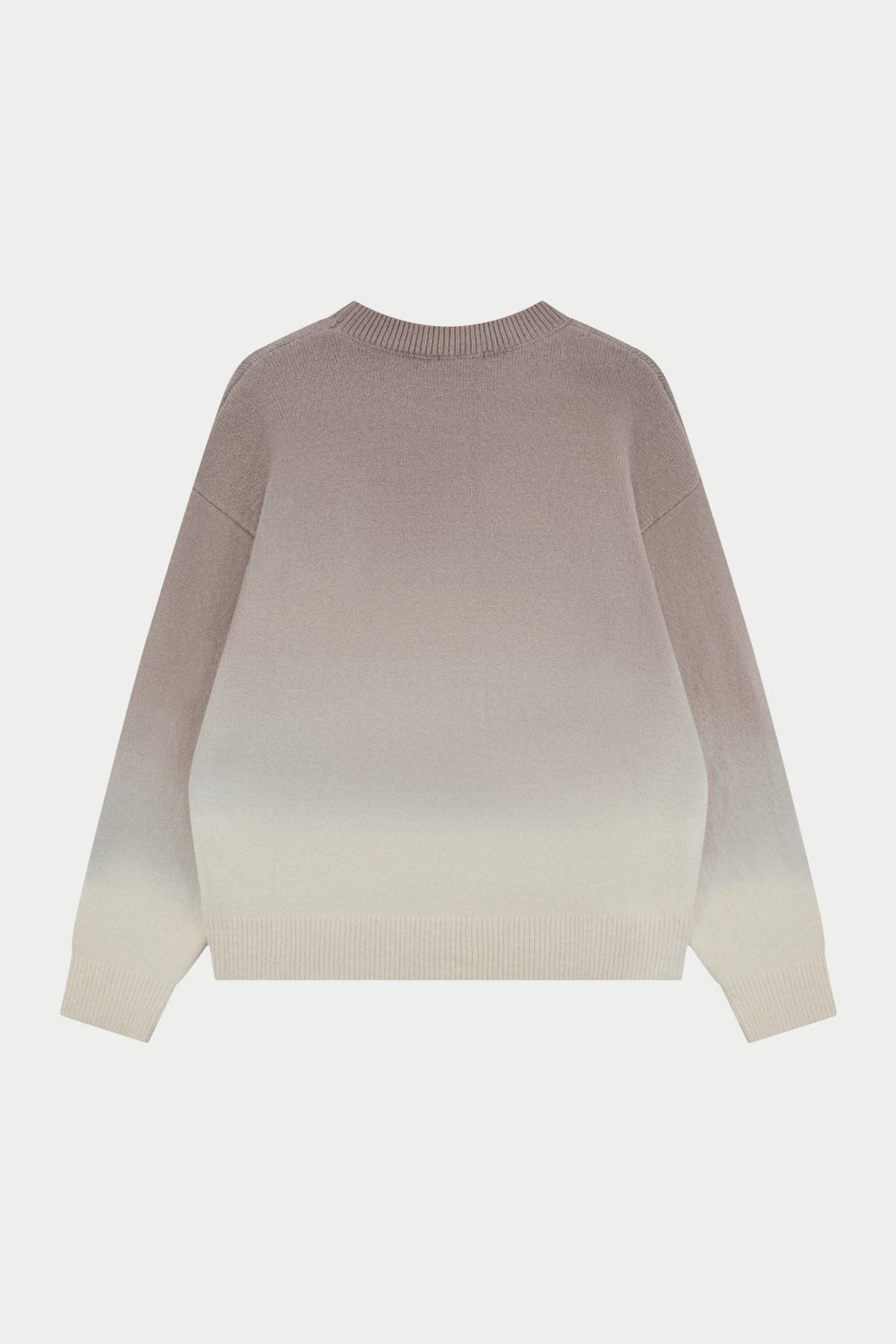 Ombre Knitted Embroidery Crew in Brown – back flat lay