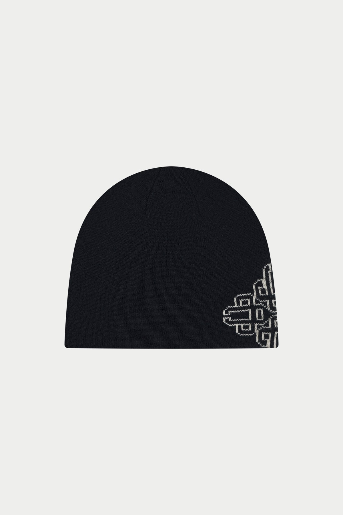 INTARSIA EMBLEM BEANIE - BLACK