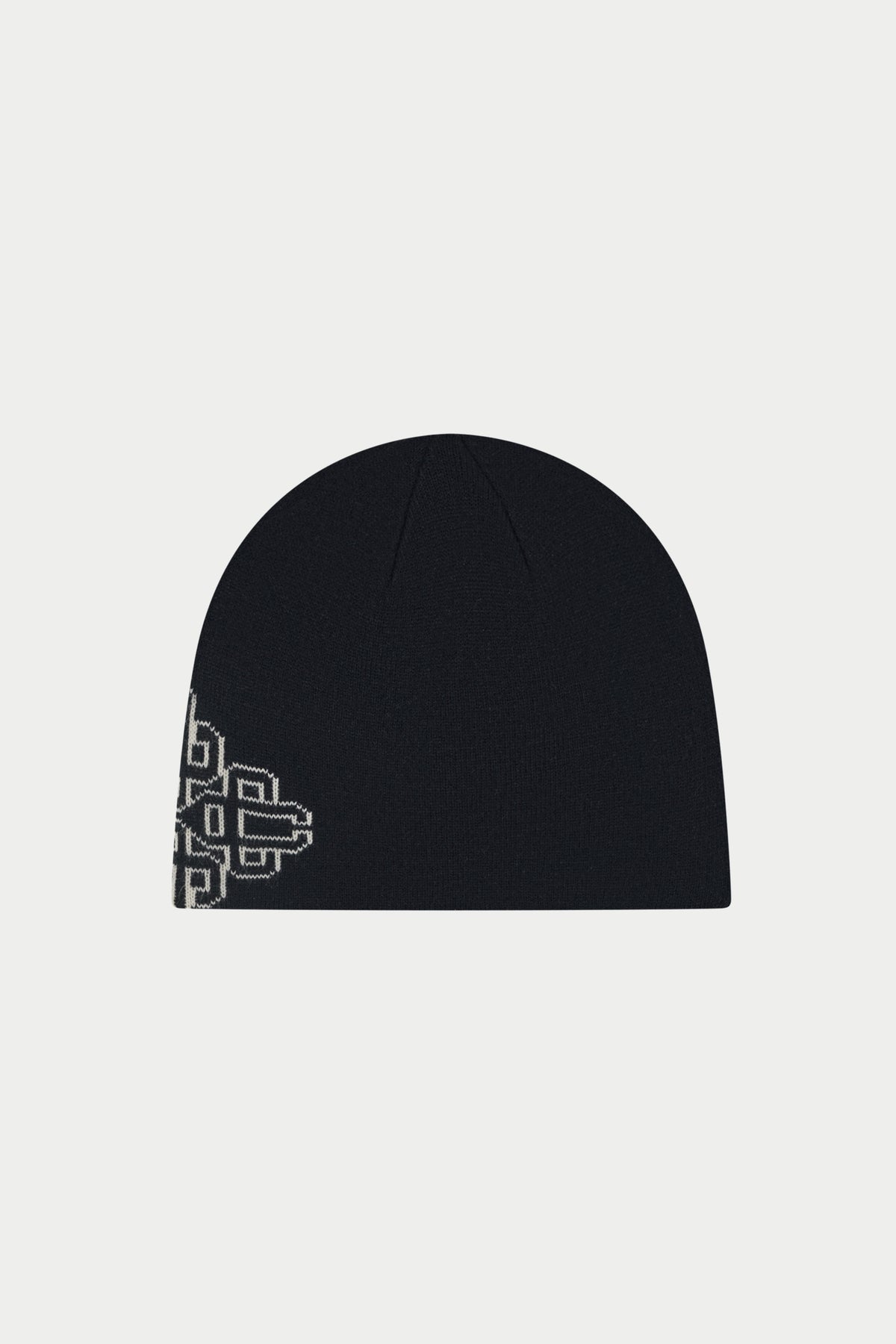 INTARSIA EMBLEM BEANIE - BLACK