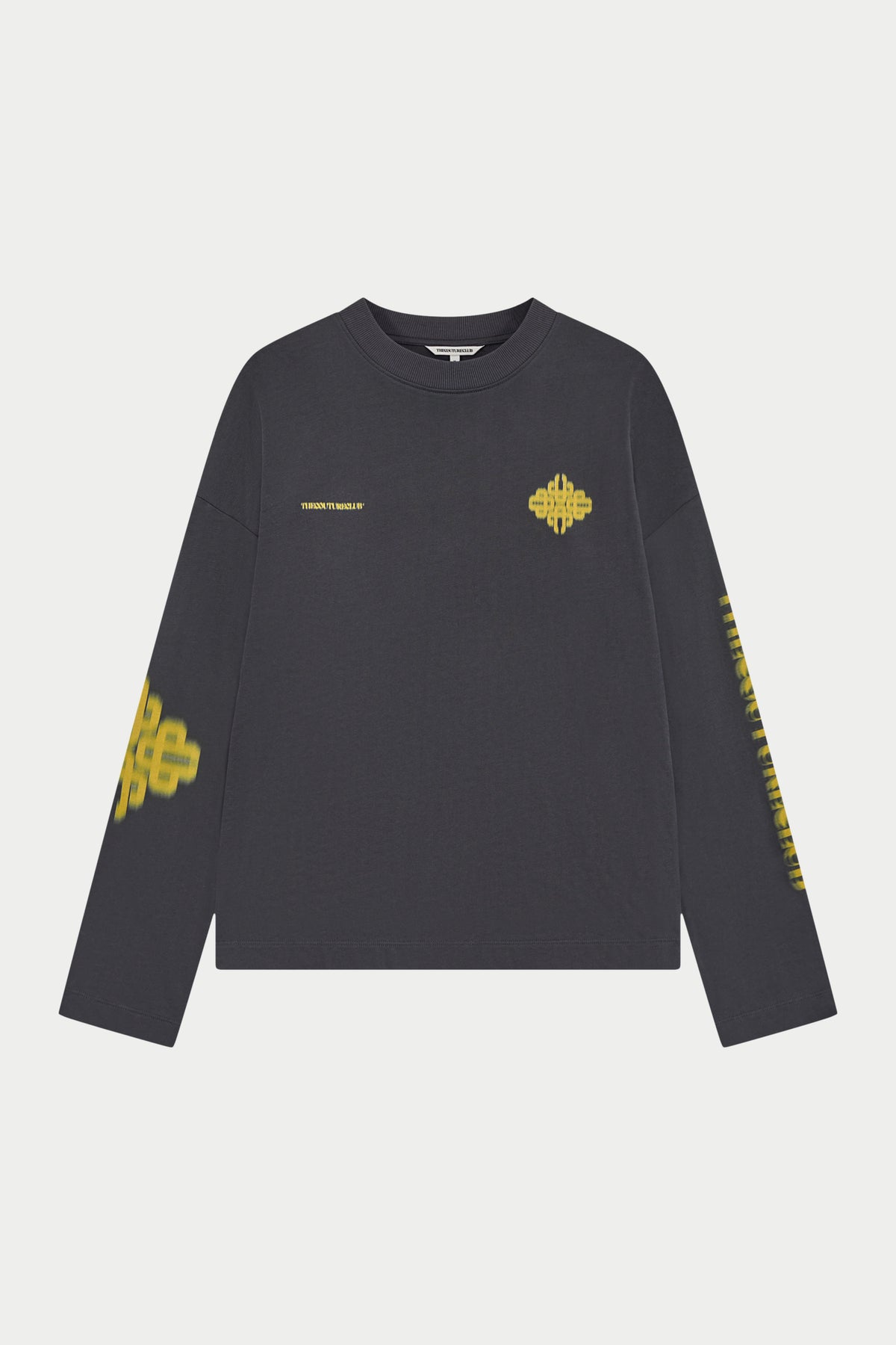 Motion Blurred Long Sleeve T-Shirt in Charcoal/Yellow – front flat lay