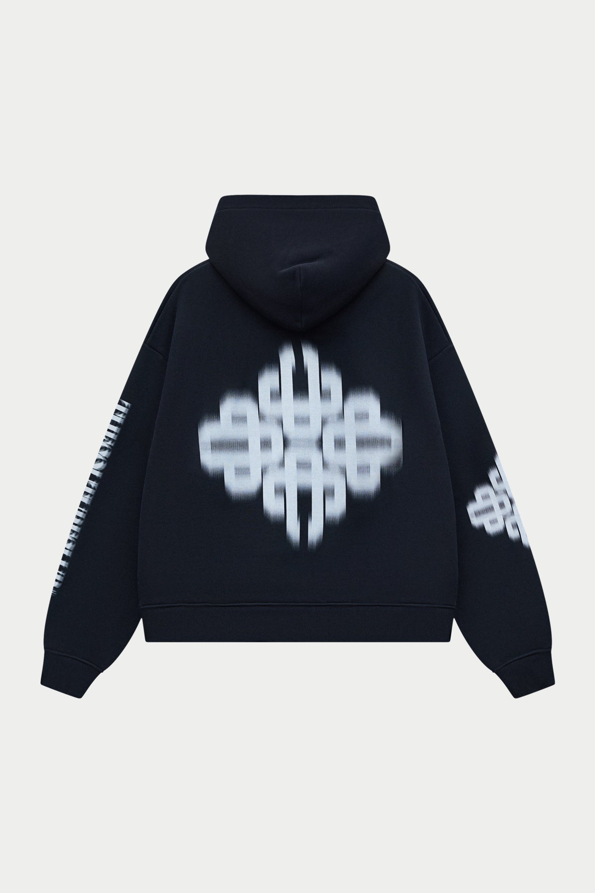 MOTION BLURRED ZIP THROUGH HOODIE - BLACK