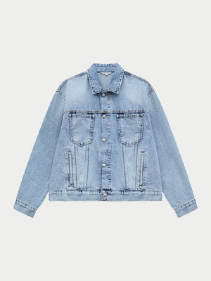 WASHED DENIM TRUCKER JACKET - BLUE WASH