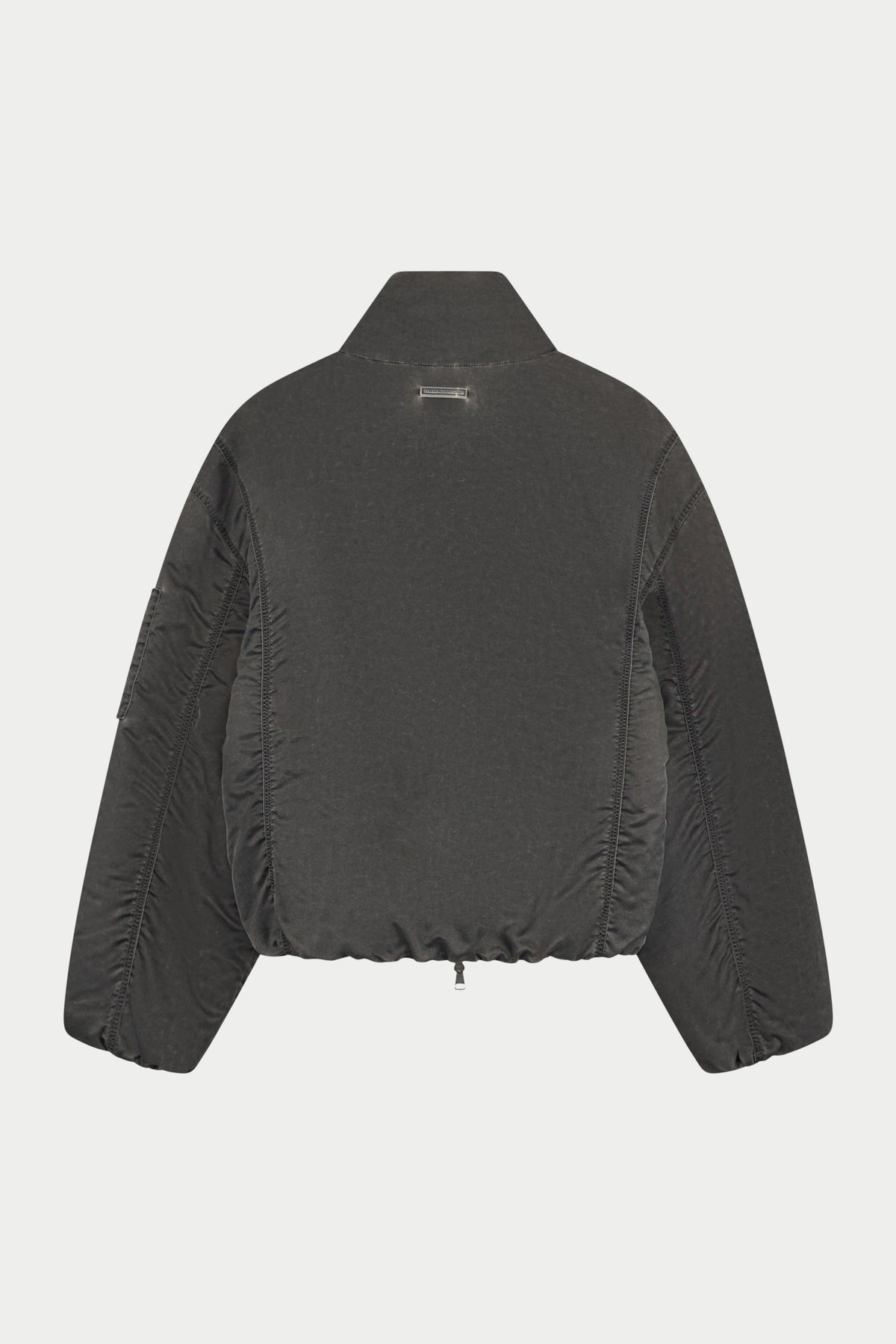 WASHED NYLON PUFFER JACKET - BROWN