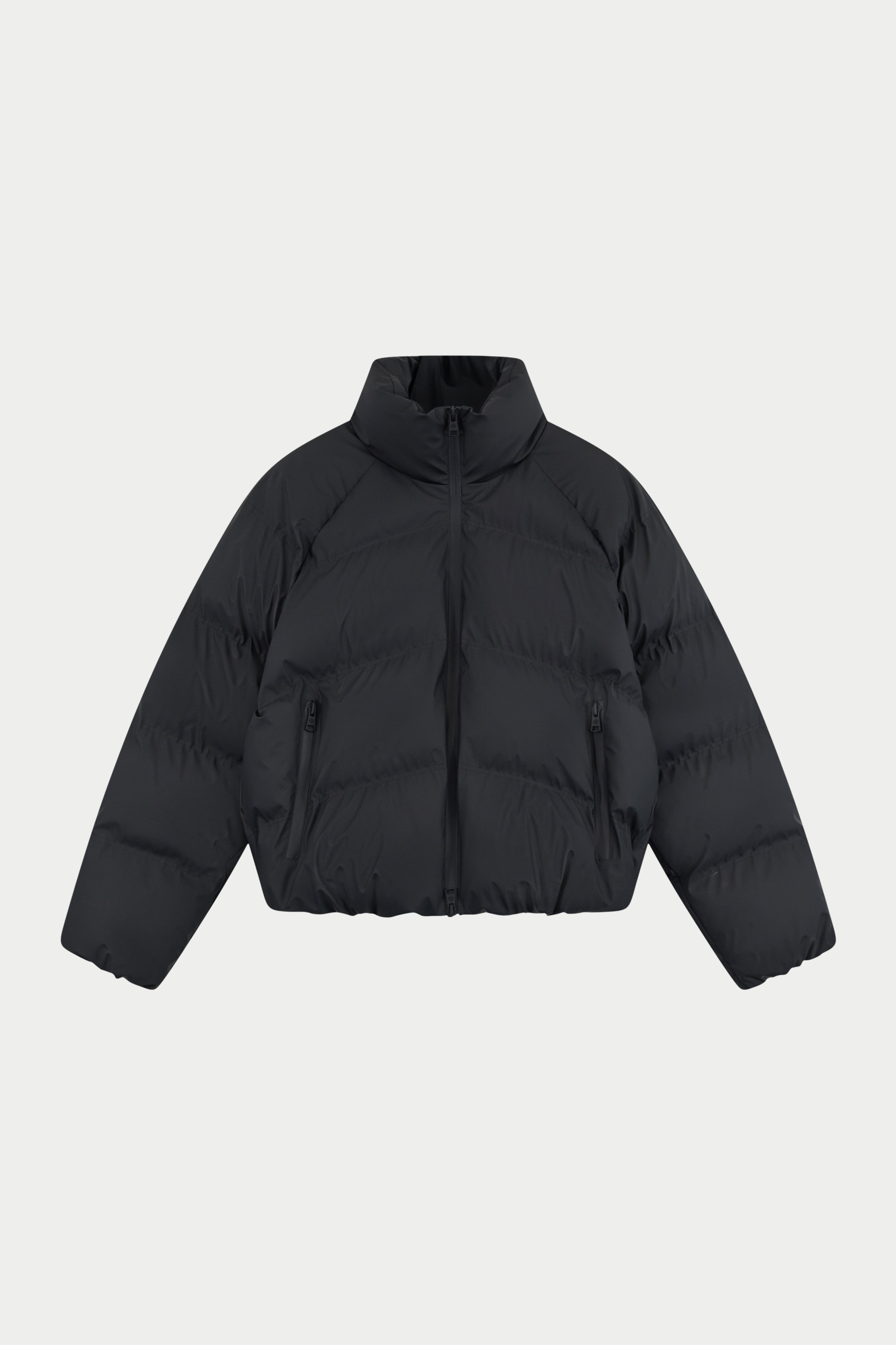 RUBBERISED PUFFER COAT - BLACK
