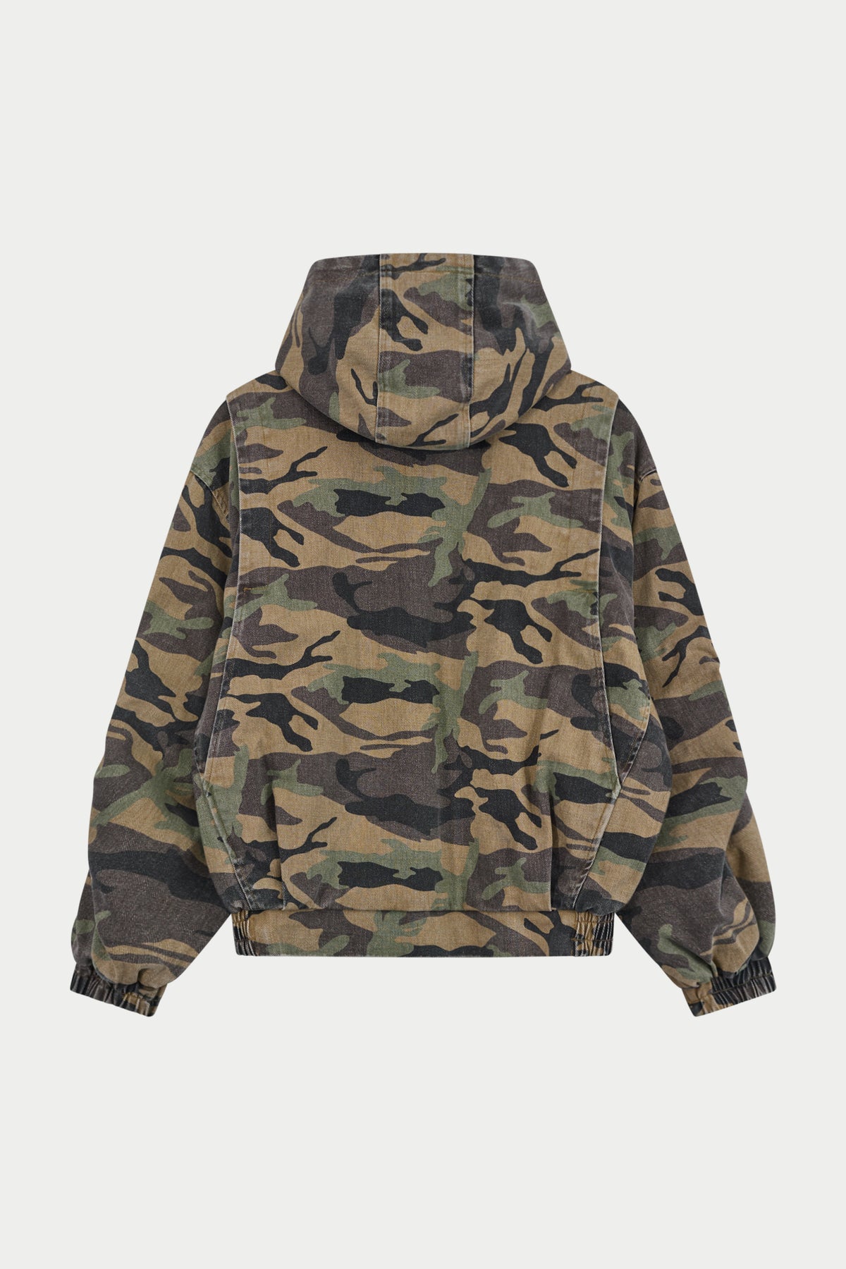 WASHED CAMO HOODED JACKET - KHAKI