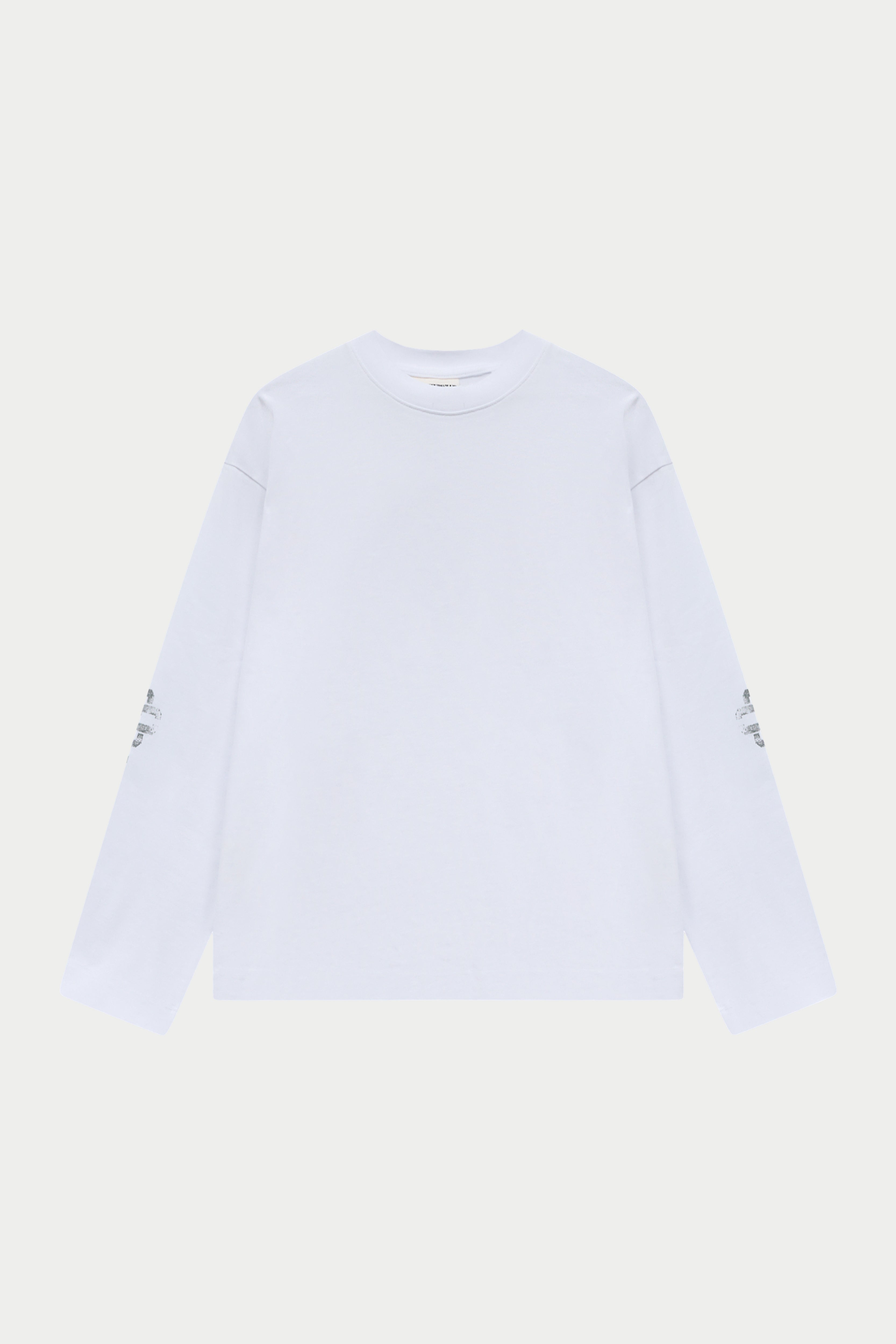 WASHED EMBLEM PRINT LONG SLEEVE T-SHIRT - WHITE
