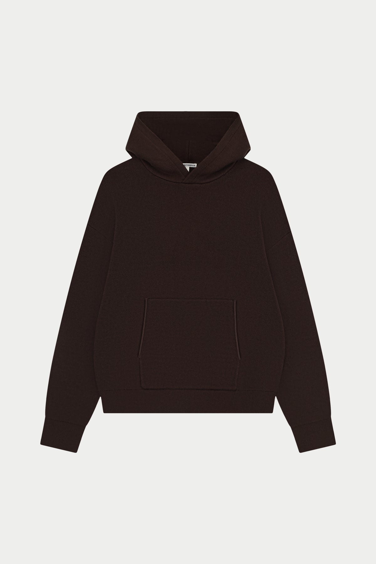 COMPACT KNIT COPYRIGHT HOODIE - BROWN