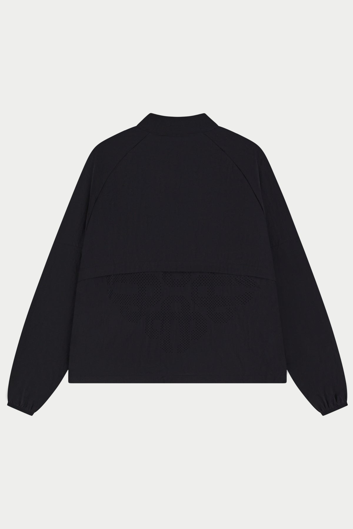 TRANSLUCENT FUNNEL NECK WINDBREAKER - BLACK