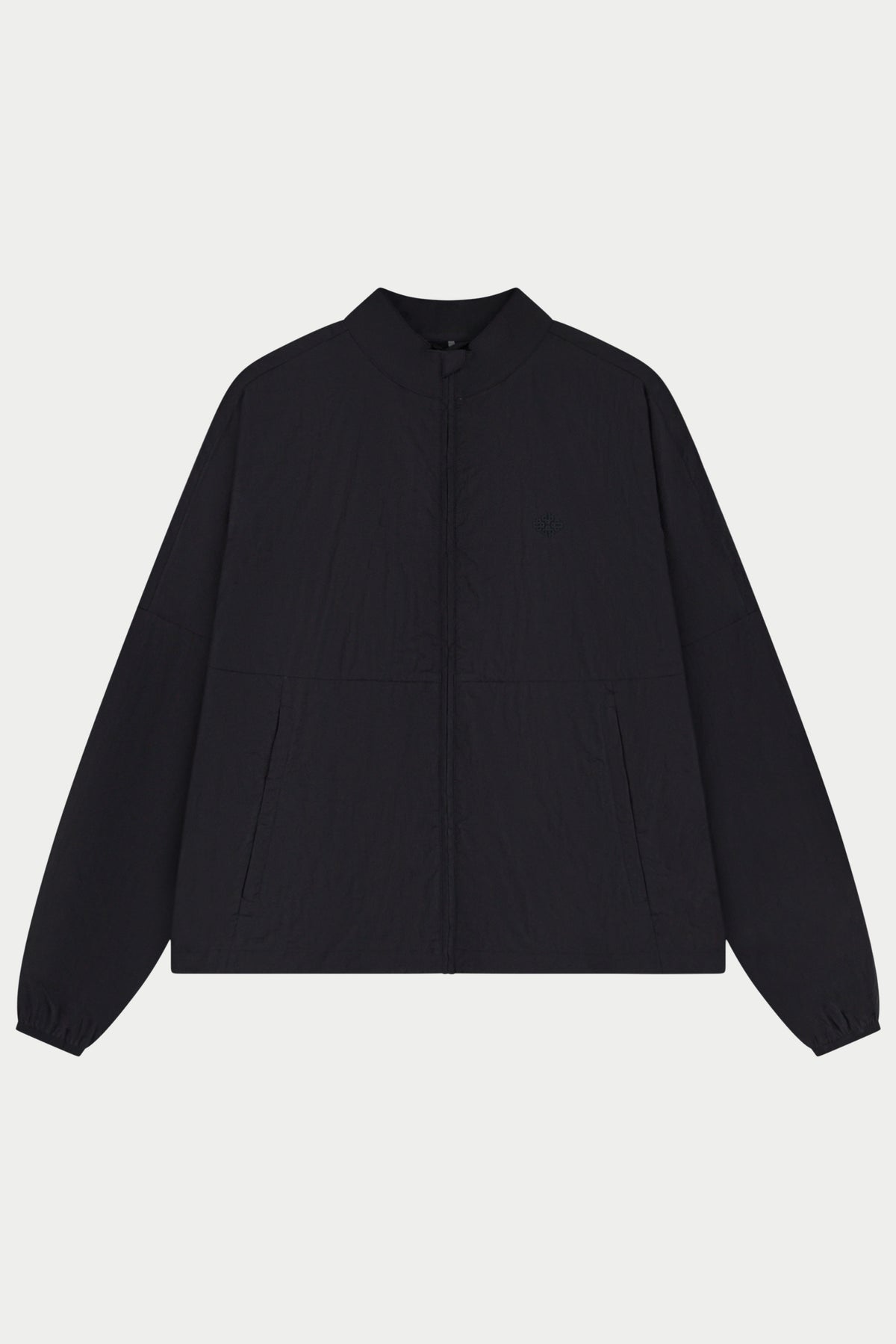 TRANSLUCENT FUNNEL NECK WINDBREAKER - BLACK