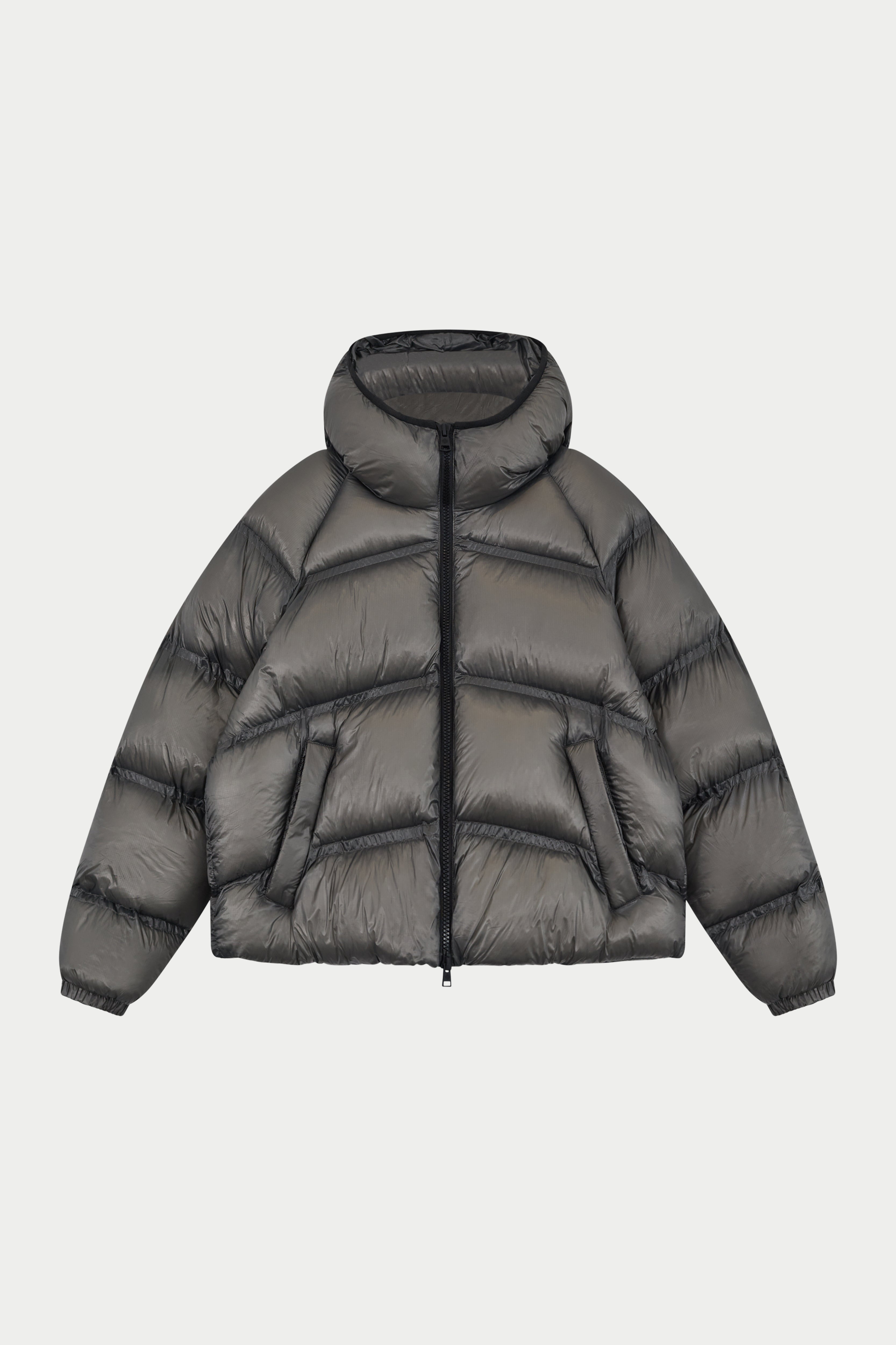 TRANSLUCENT PUFFER COAT - KHAKI
