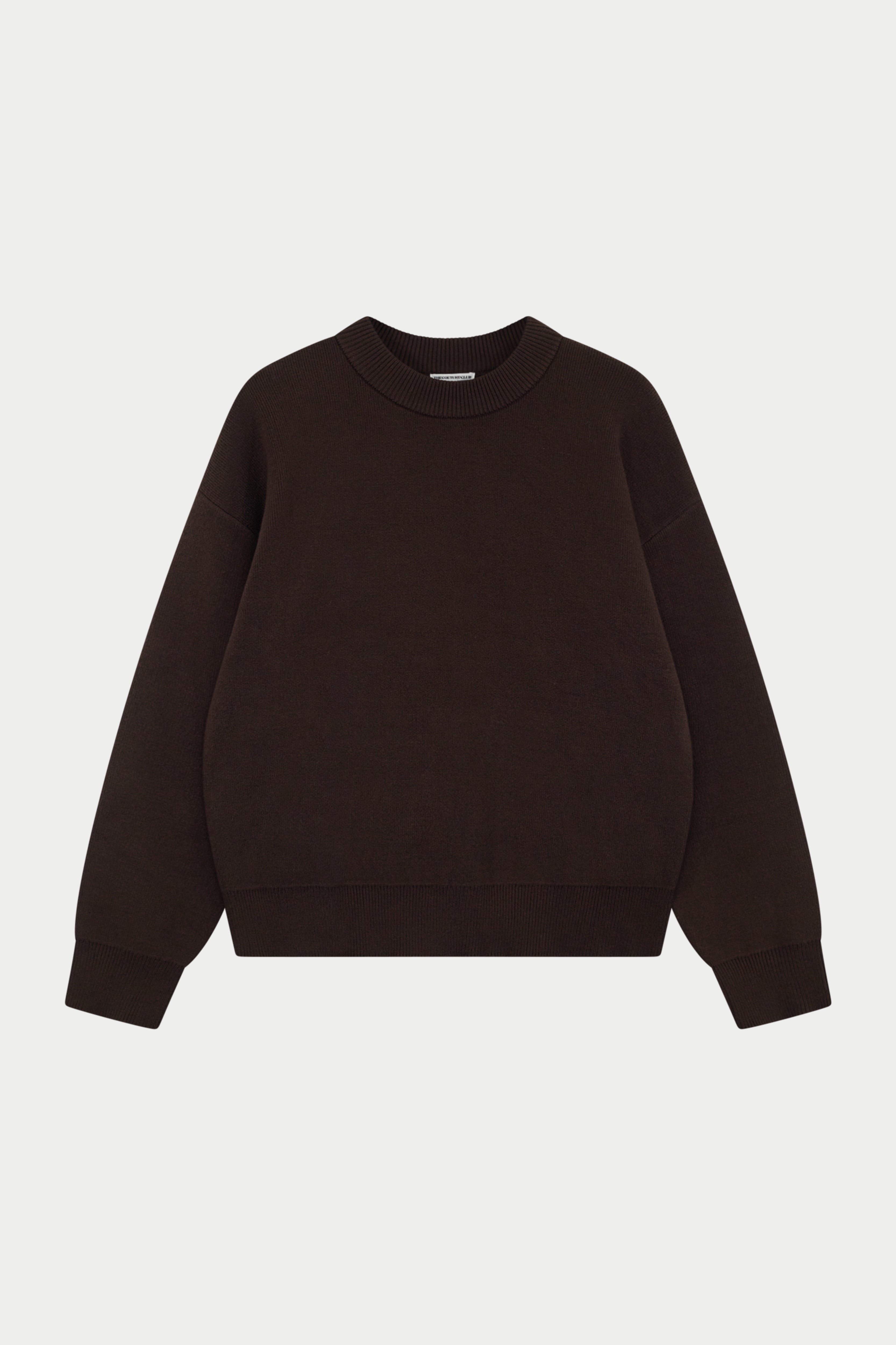 COMPACT KNIT COPYRIGHT CREW - BROWN