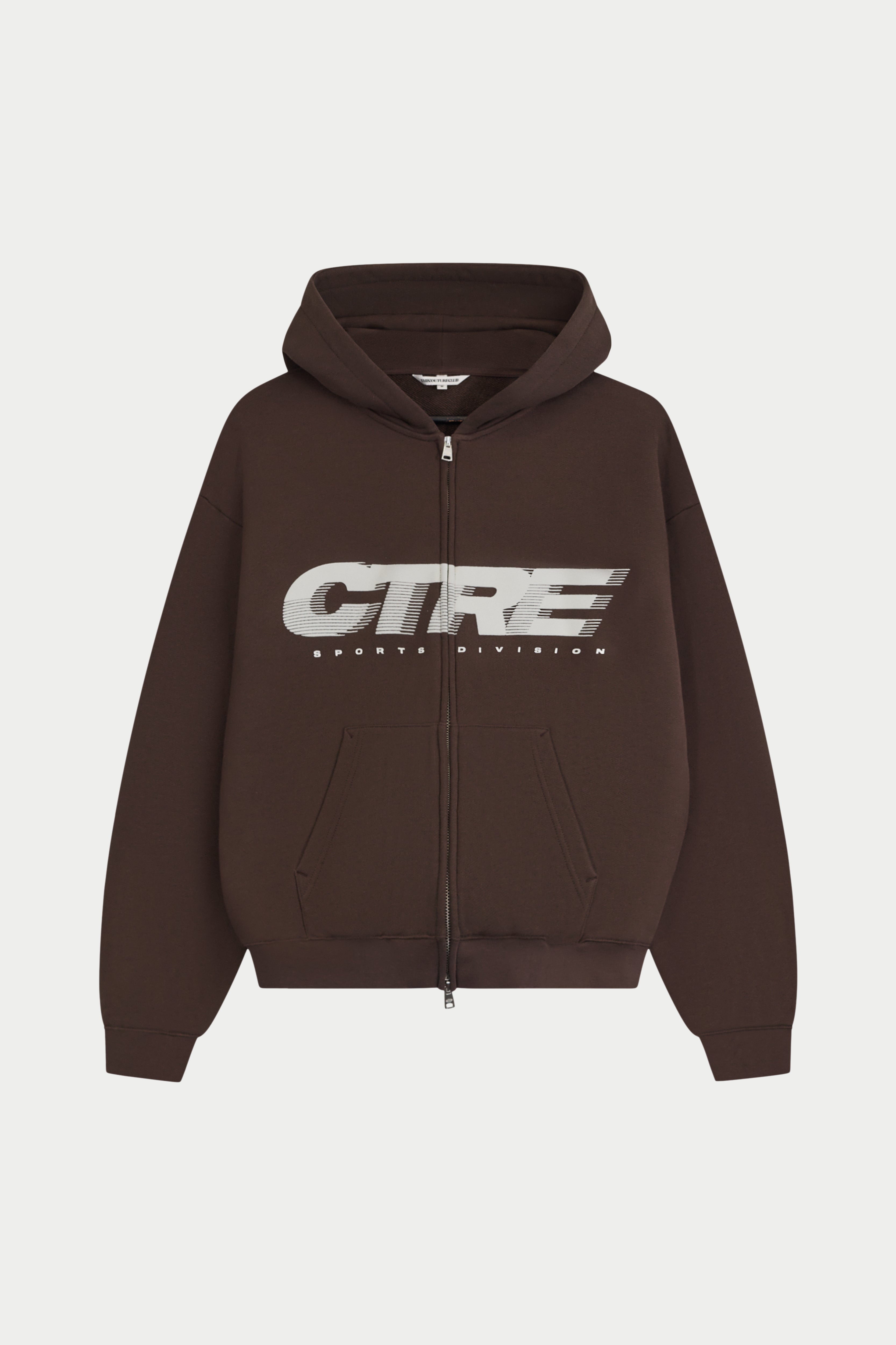 RETRO SPORT CTRE GRAPHIC ZIP THROUGH HOODIE - BROWN
