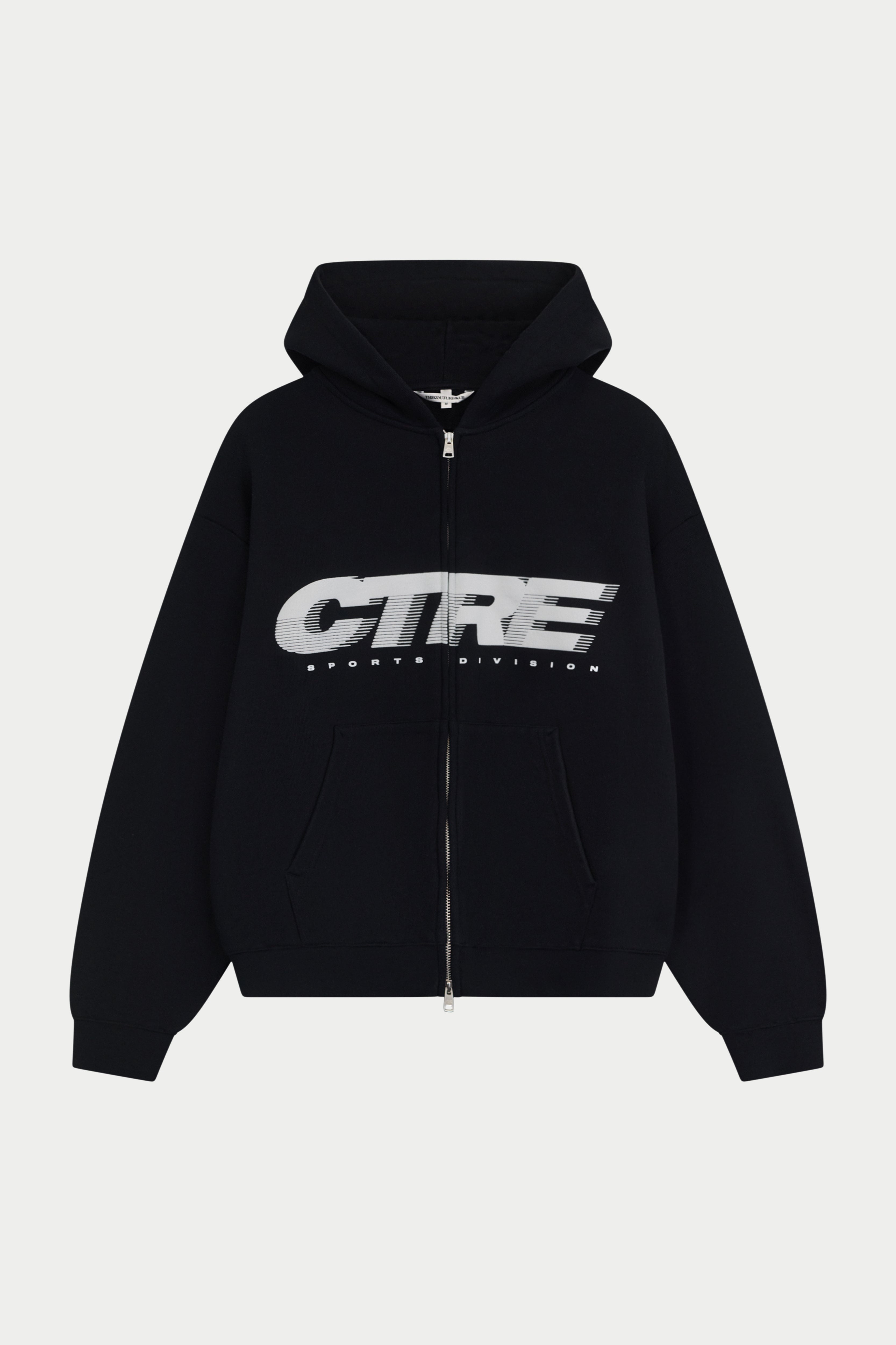 RETRO SPORT CTRE GRAPHIC ZIP THROUGH HOODIE - BLACK