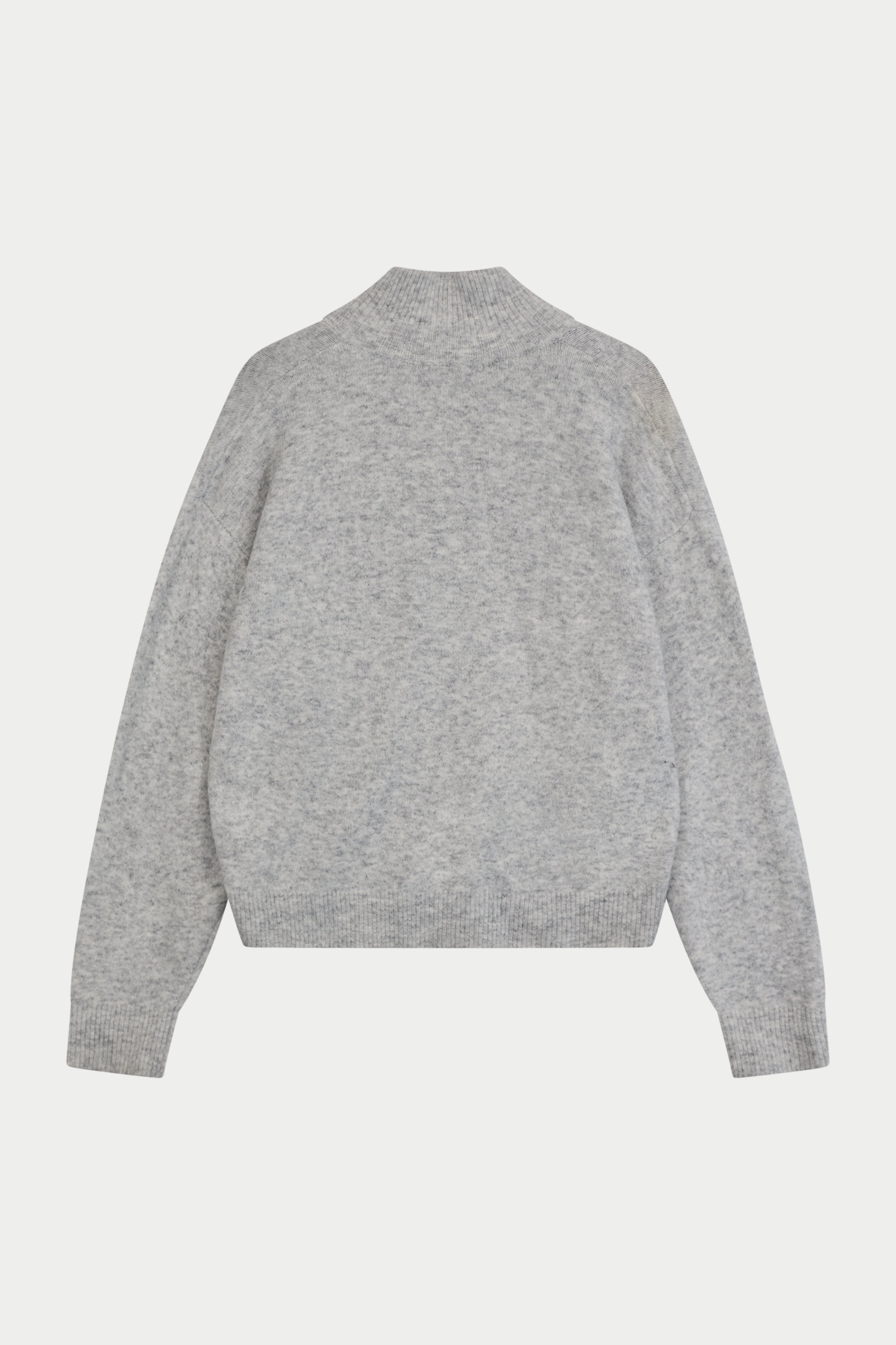 EMBLEM FLUFFY KNIT FUNNEL NECK - GREY MARL