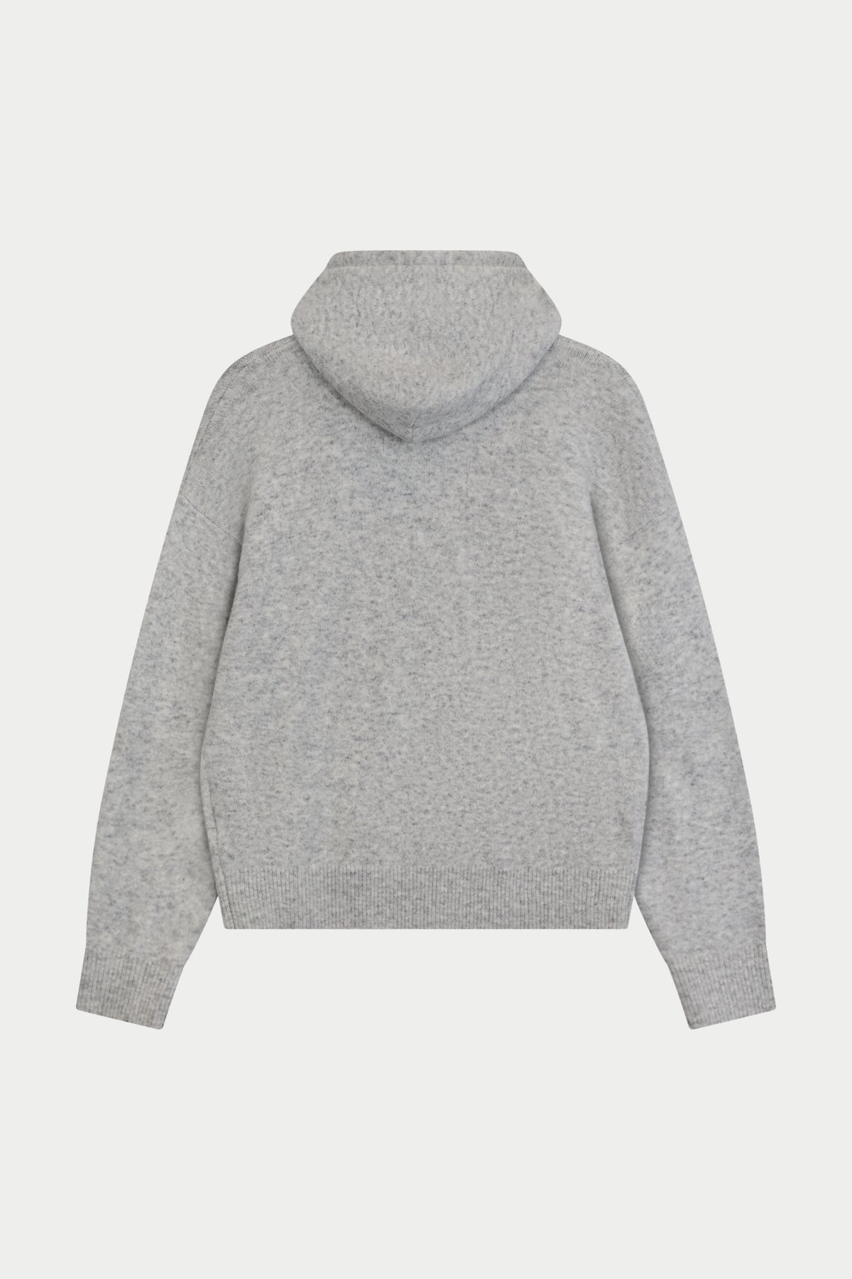 EMBLEM FLUFFY KNIT HOODIE - GREY MARL