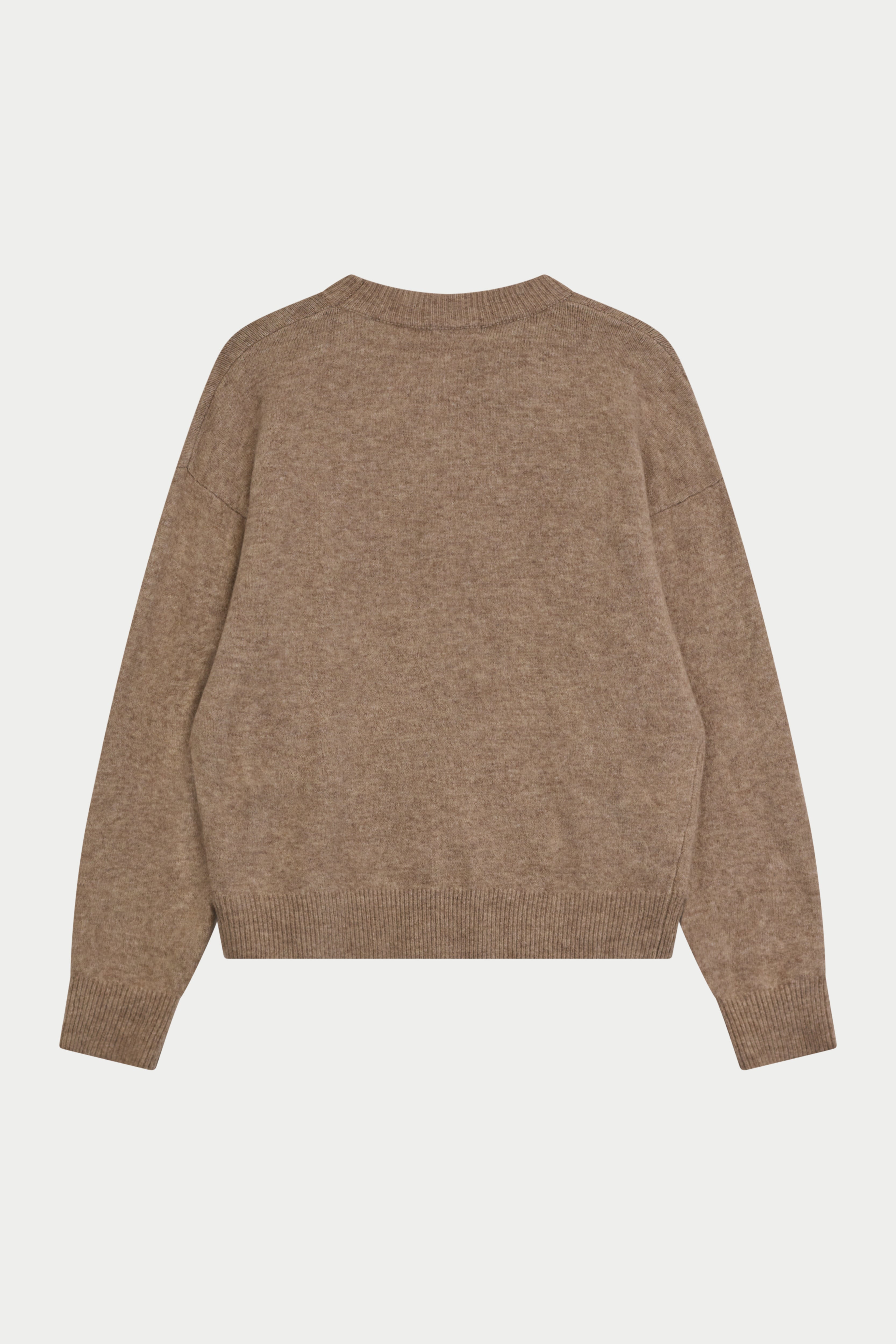 EMBLEM FLUFFY KNIT CREW - BEIGE