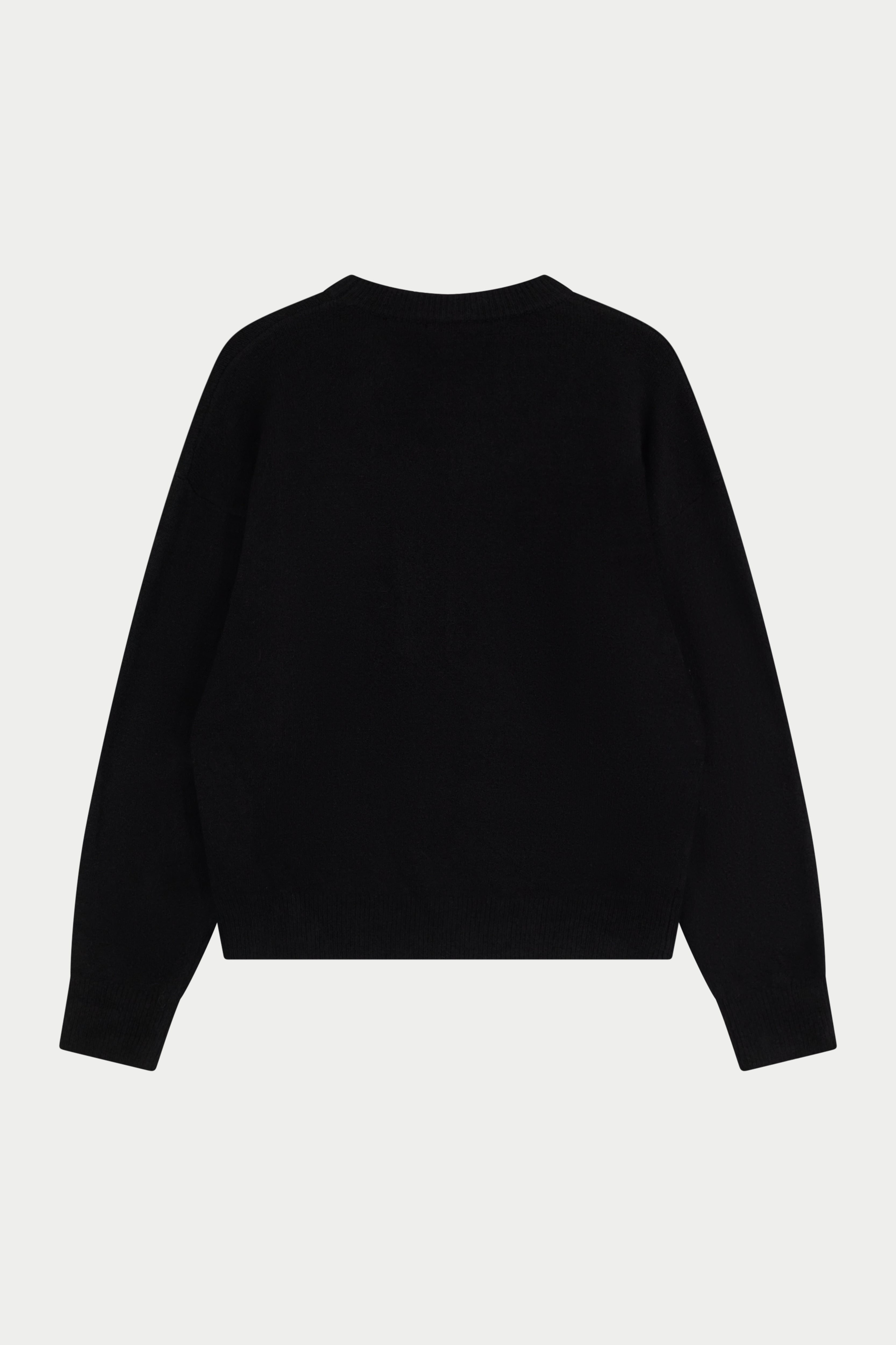 EMBLEM FLUFFY KNIT CREW - BLACK