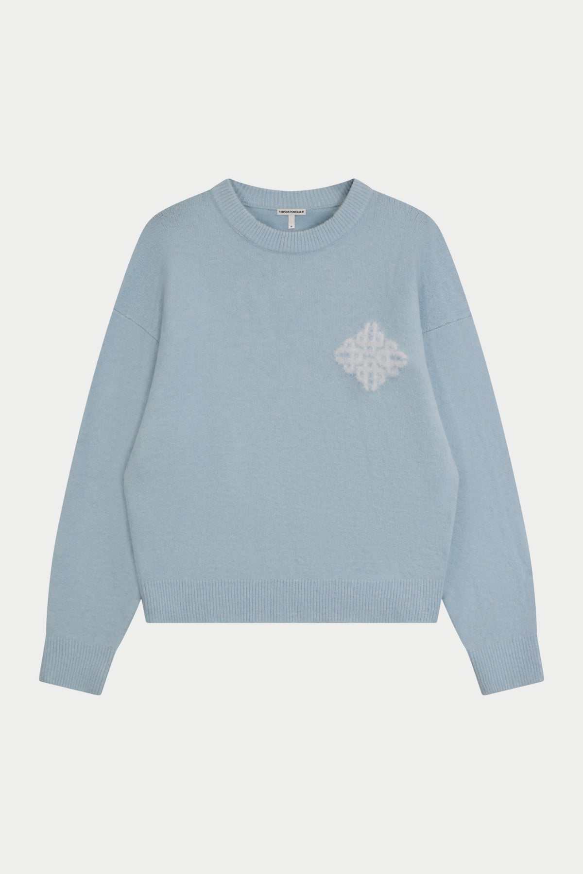 EMBLEM FLUFFY KNIT CREW - BLUE