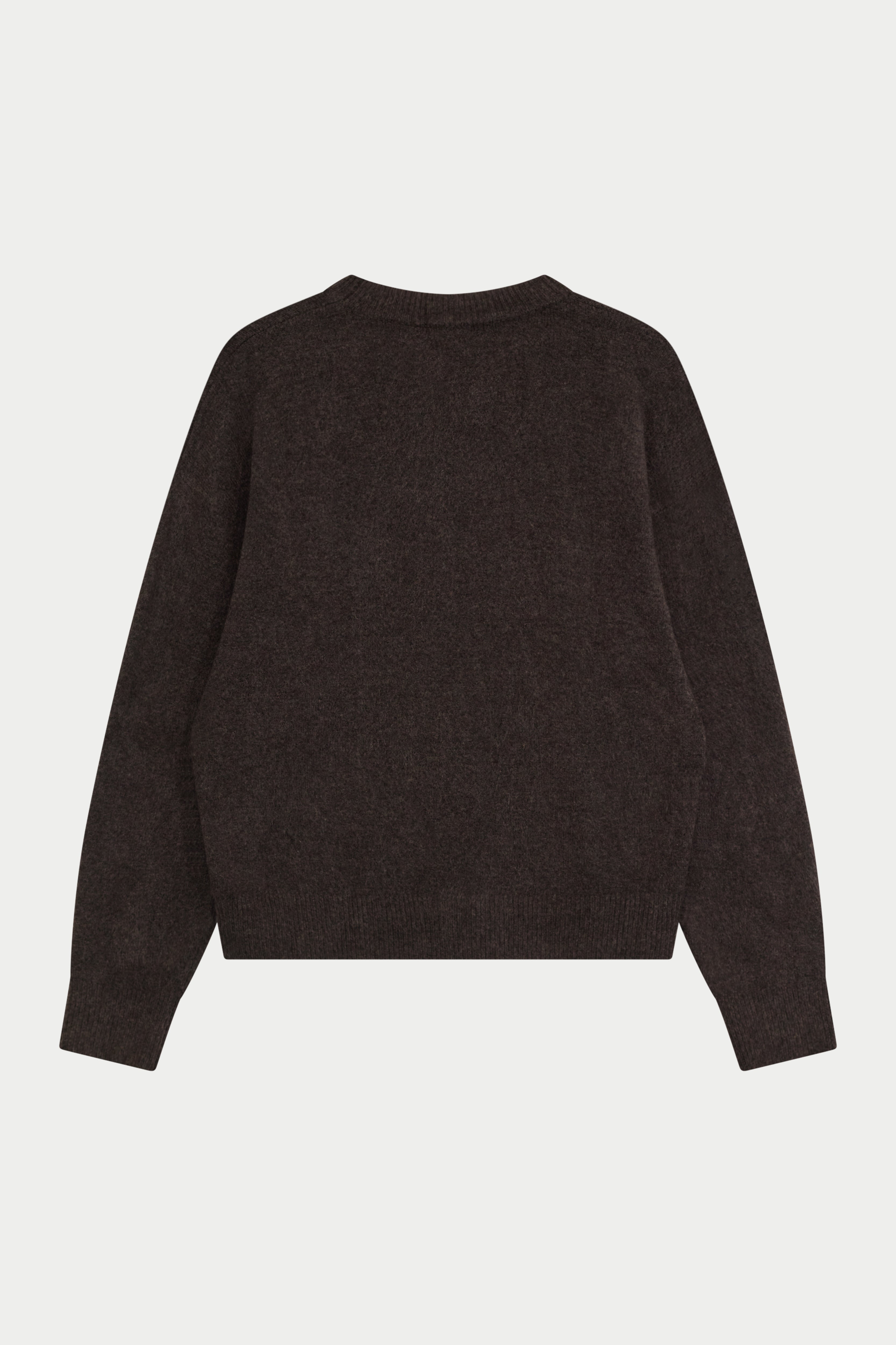 EMBLEM FLUFFY KNIT CREW - BROWN