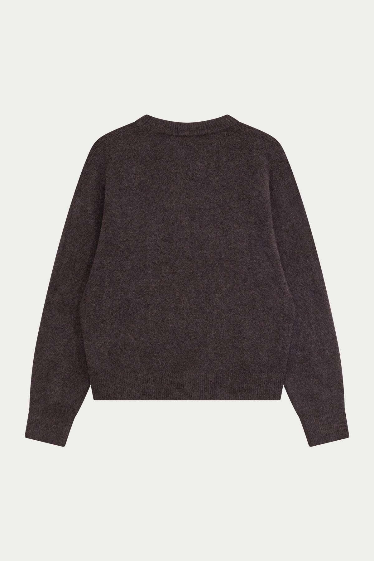 EMBLEM FLUFFY KNIT CREW - BROWN