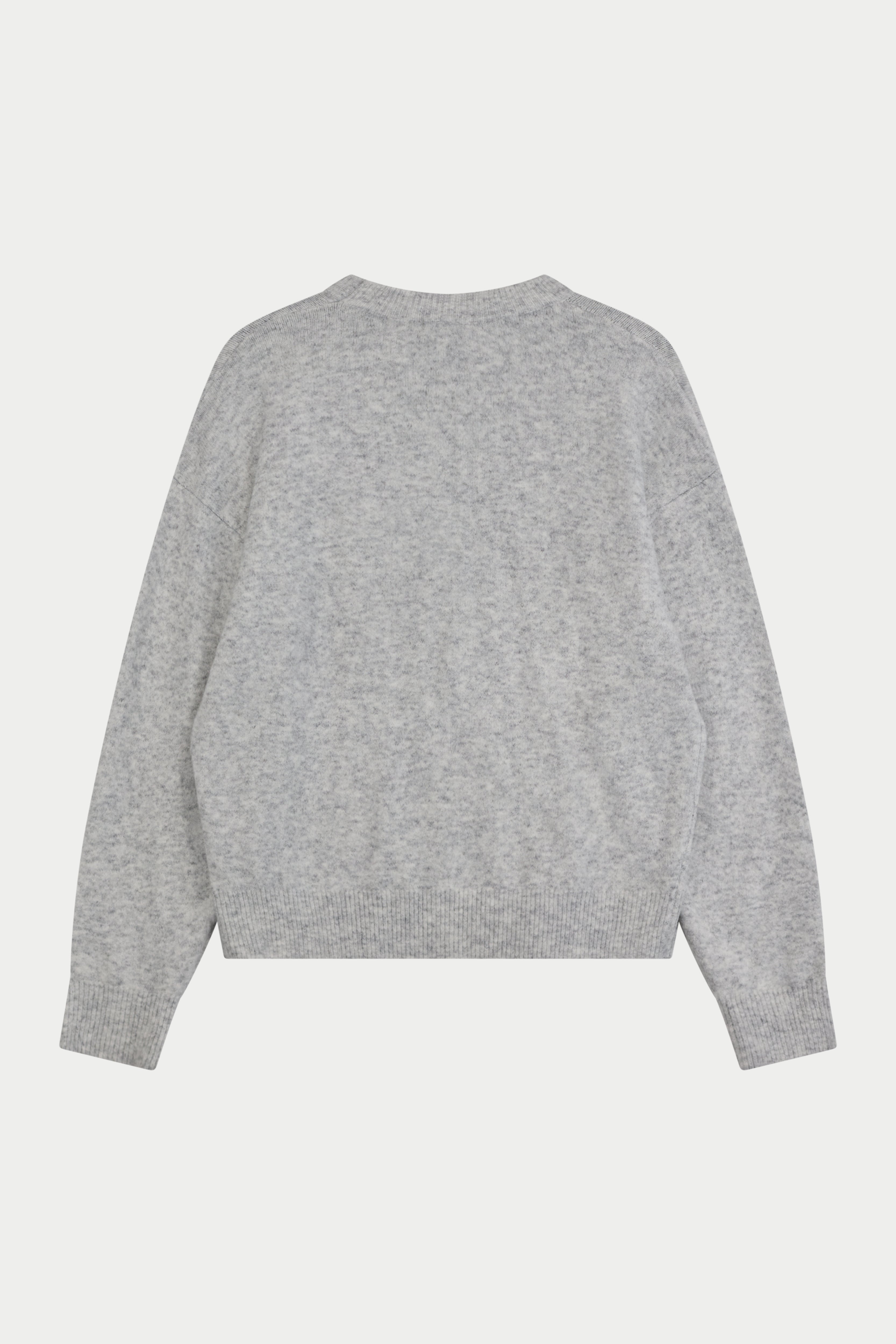 EMBLEM FLUFFY KNIT CREW - GREY MARL