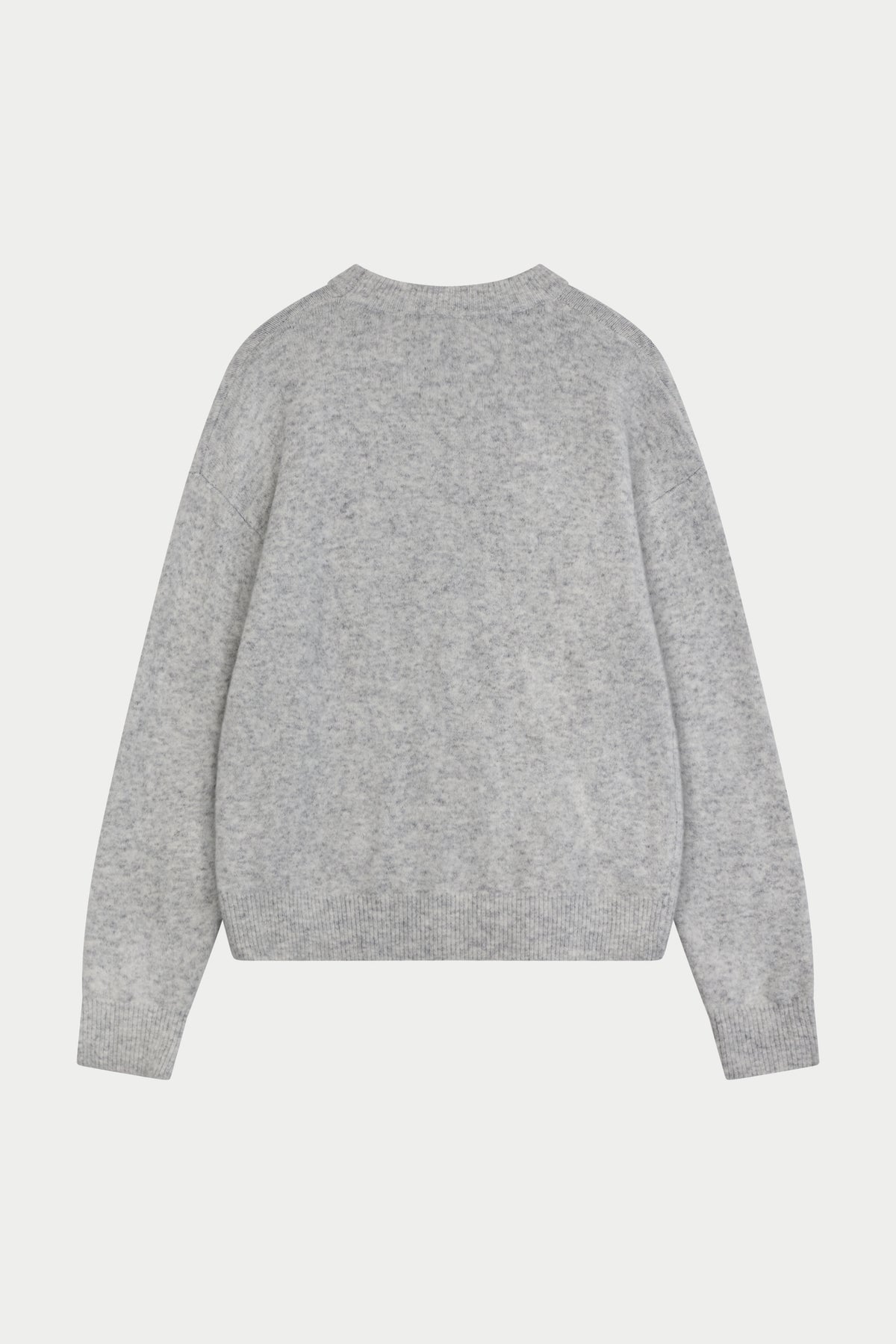 EMBLEM FLUFFY KNIT CREW - GREY MARL