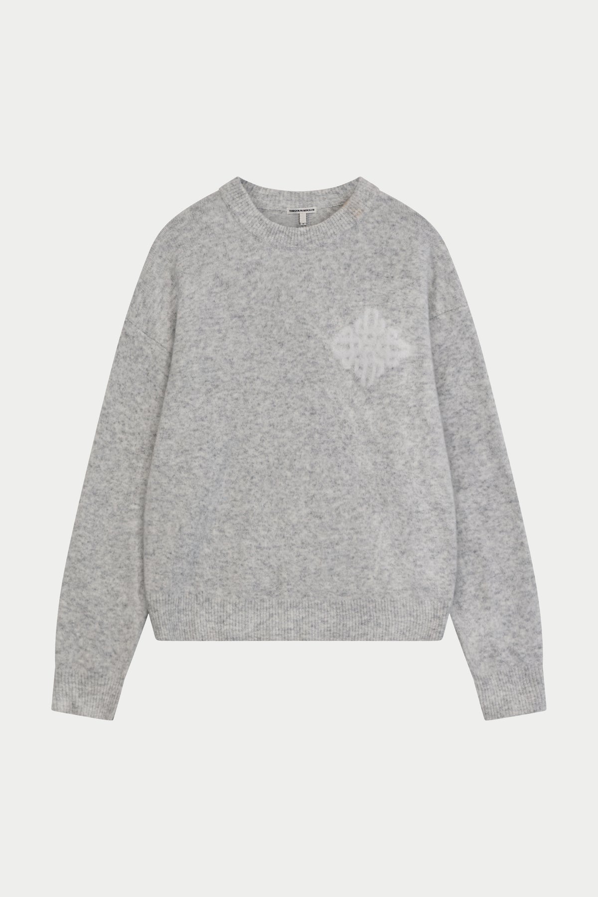 EMBLEM FLUFFY KNIT CREW - GREY MARL